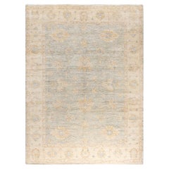 Traditioneller handgeknüpfter Ganga-Teppich aus grauer Wolle mit Blumenmuster 9' 2" x 12' 0"