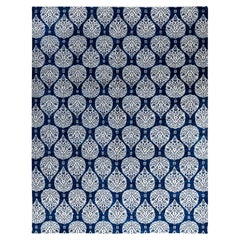 Traditional Ganga Hand Knotted Floral Wool Navy Area Rug 9' 1" x 11' 8"