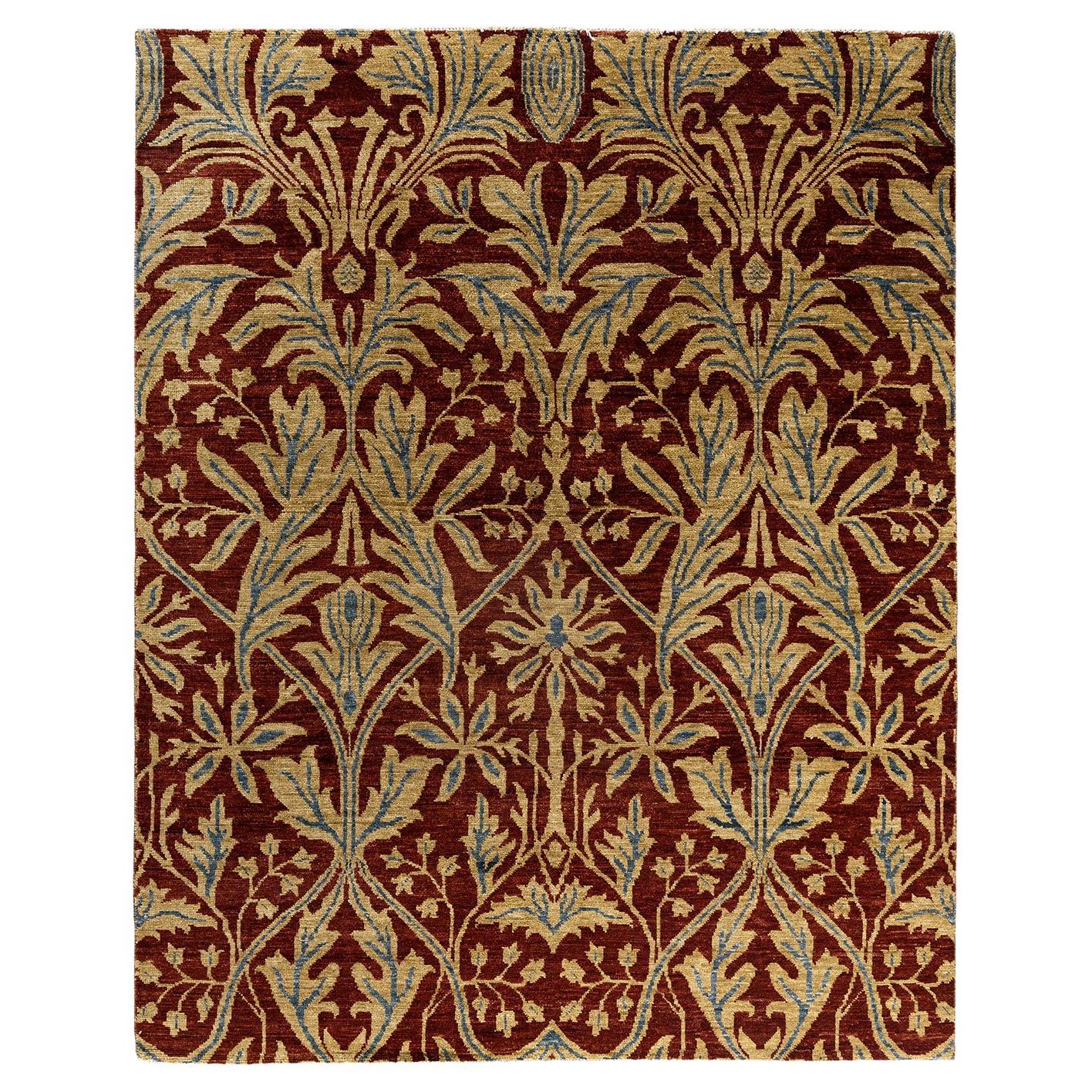 Traditional Ganga Hand Knotted Floral Wool Red Area Rug 8' 3" x 10' 1"