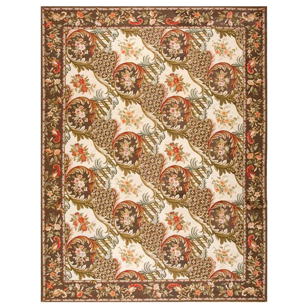 Traditionelles Garten-Design mit brauner Farbe Handgewebter Flachgewebe-Teppich mit Nadelspitze im Angebot