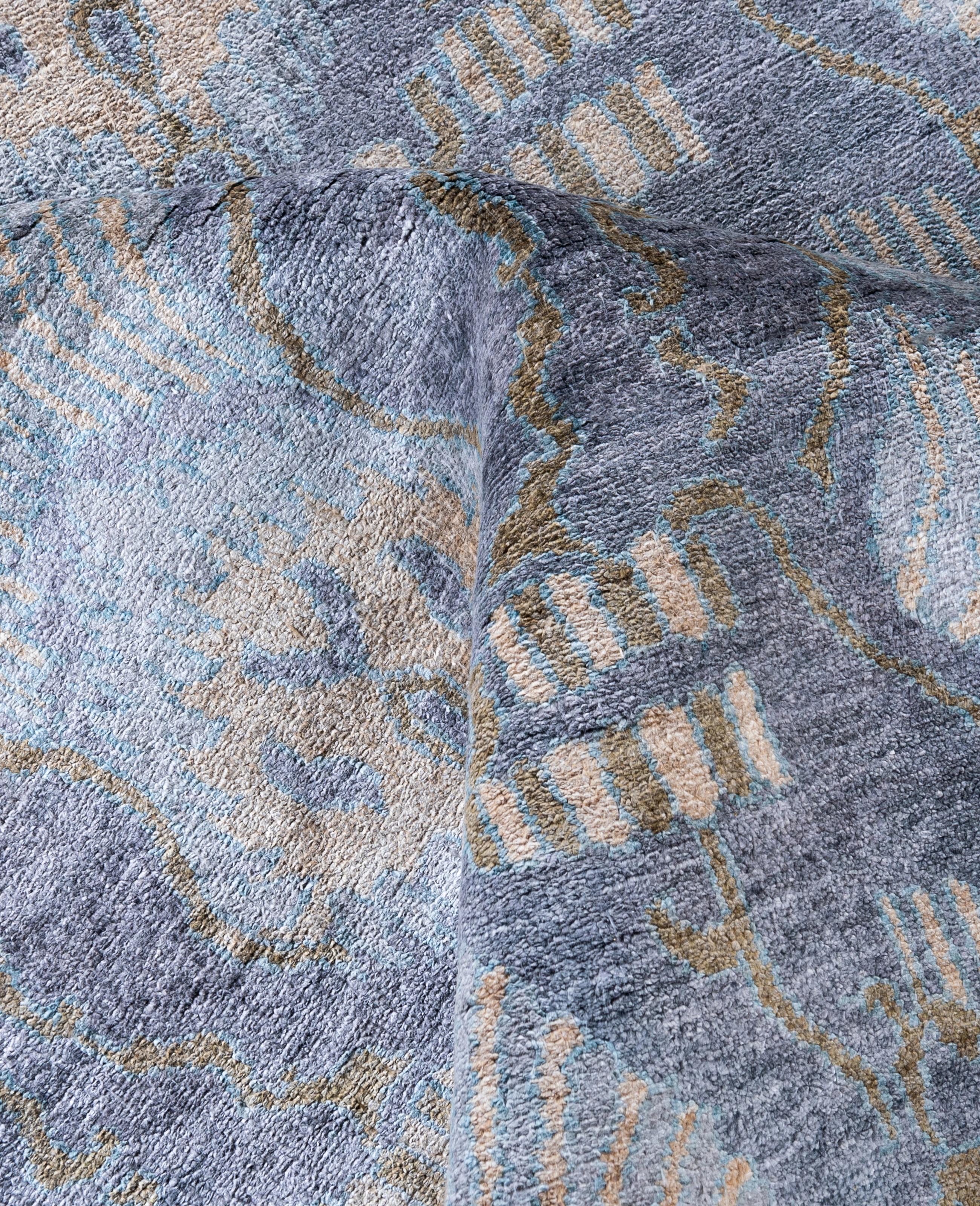 Seta Traditional Geometric Silk Hand Knotted Gray Area Rugs 9' 0