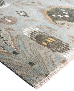 Traditional Geometric Wool Hand Knotted Gray Area Rug 8' 10" x 12' 8"