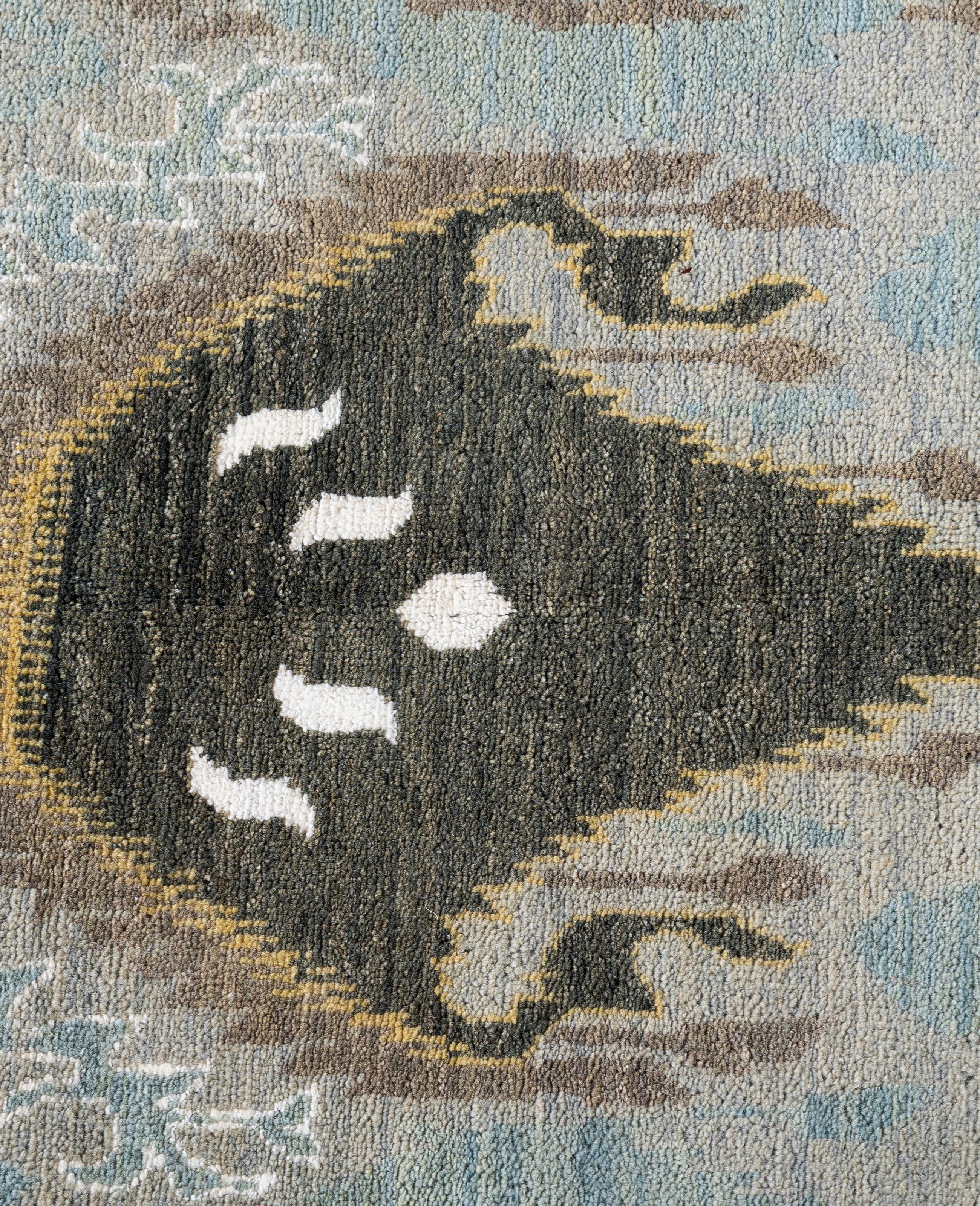 Indiano Traditional Geometric Wool Hand Knoted Gray Area Rugs 8' 10