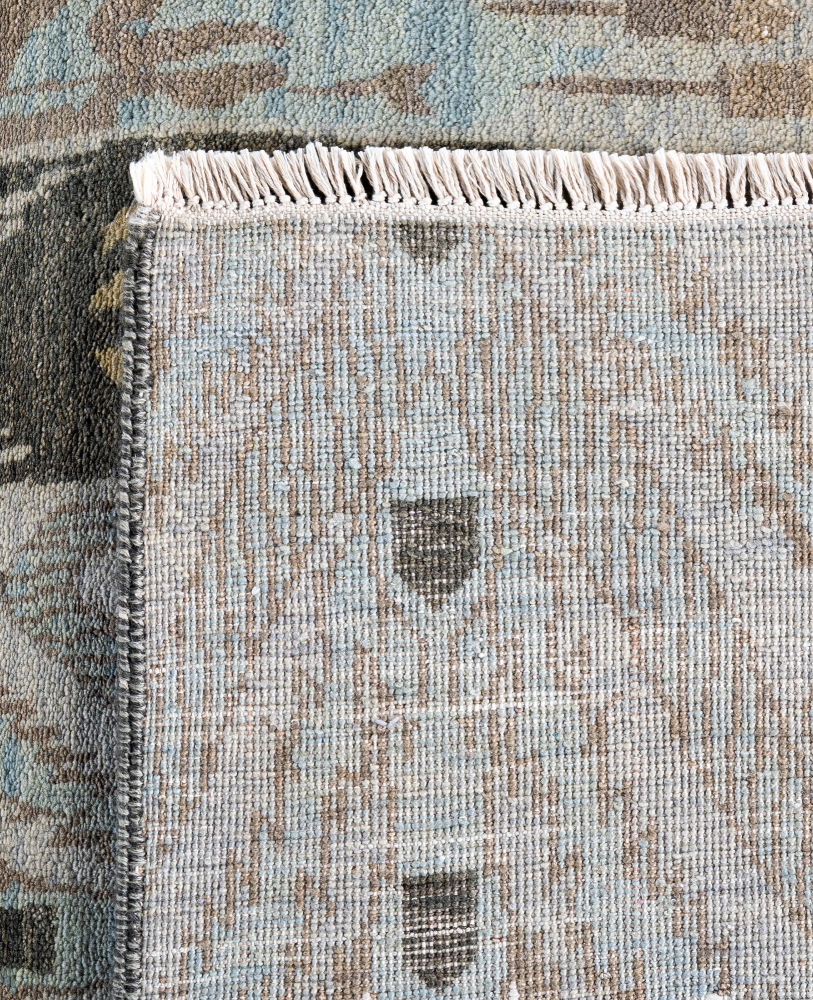 Traditional Geometric Wool Hand Knoted Gray Area Rugs 8' 10