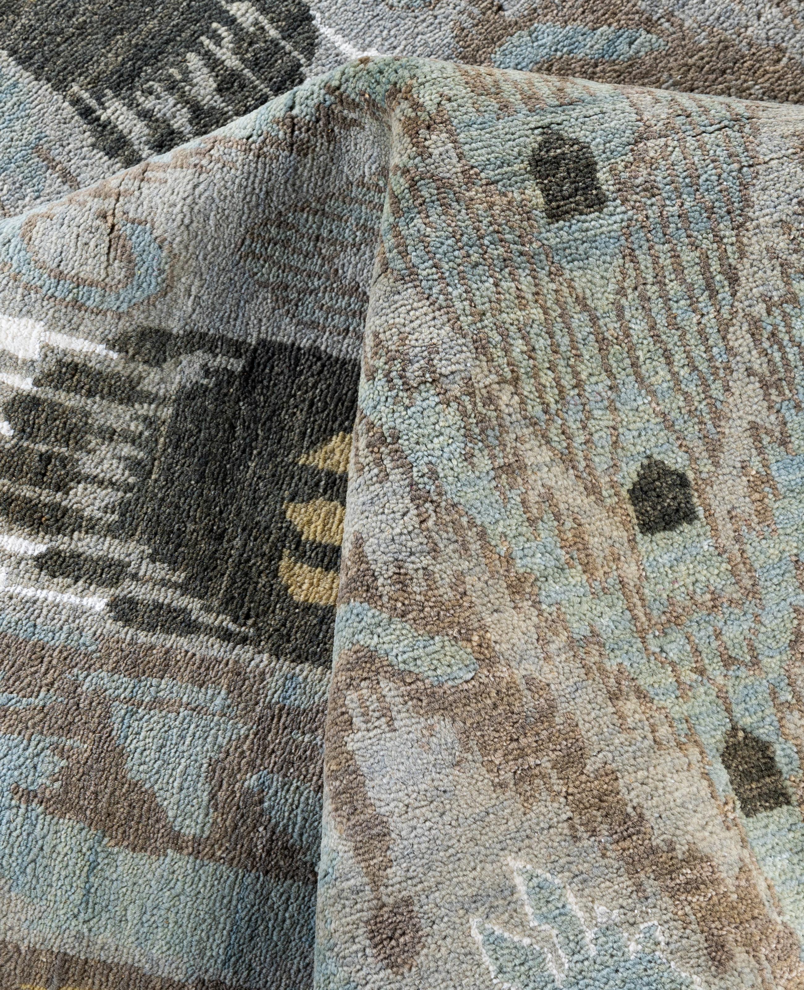 Lana Traditional Geometric Wool Hand Knoted Gray Area Rugs 8' 10