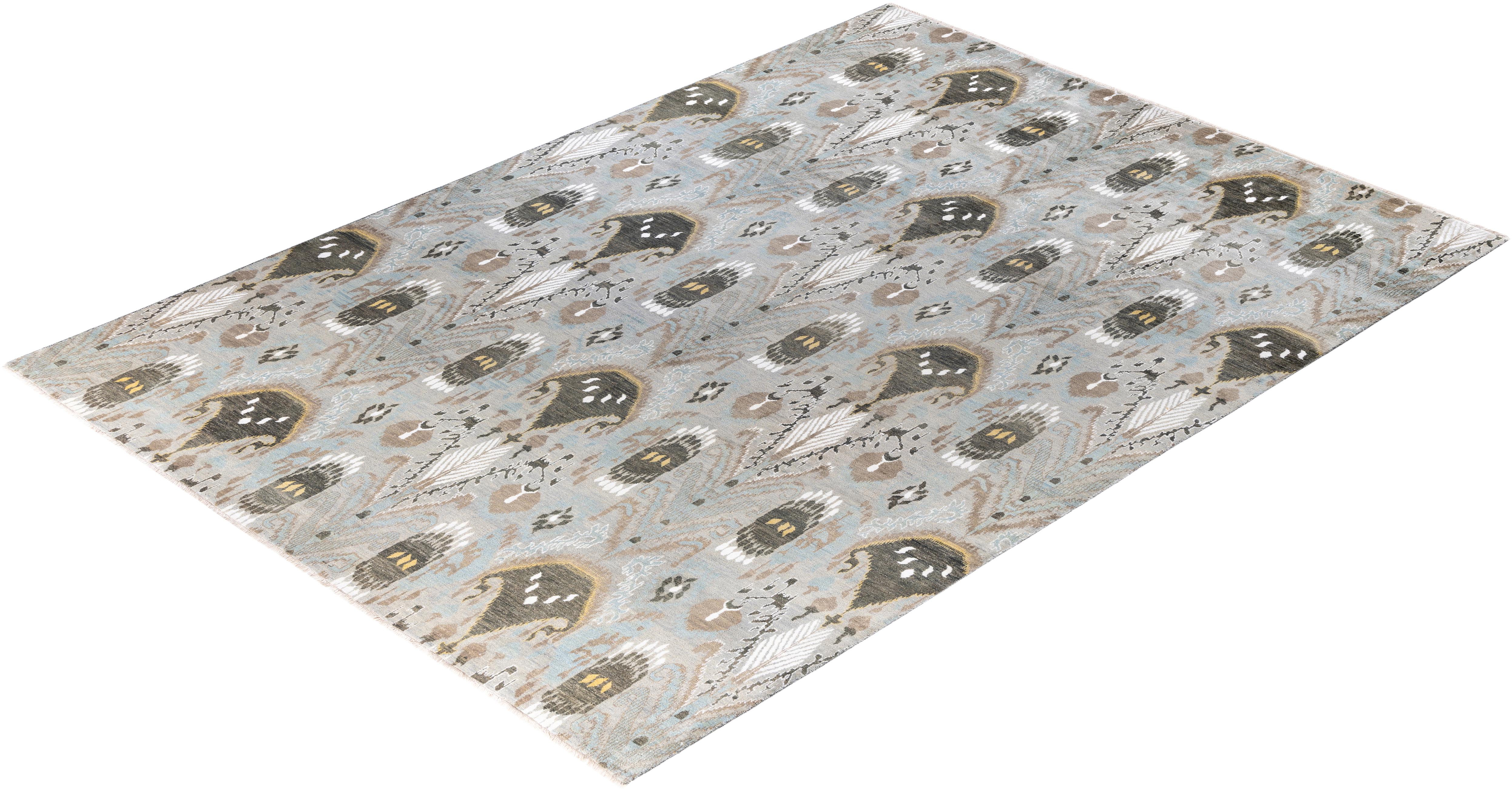 Traditional Geometric Wool Hand Knoted Gray Area Rugs 8' 10
