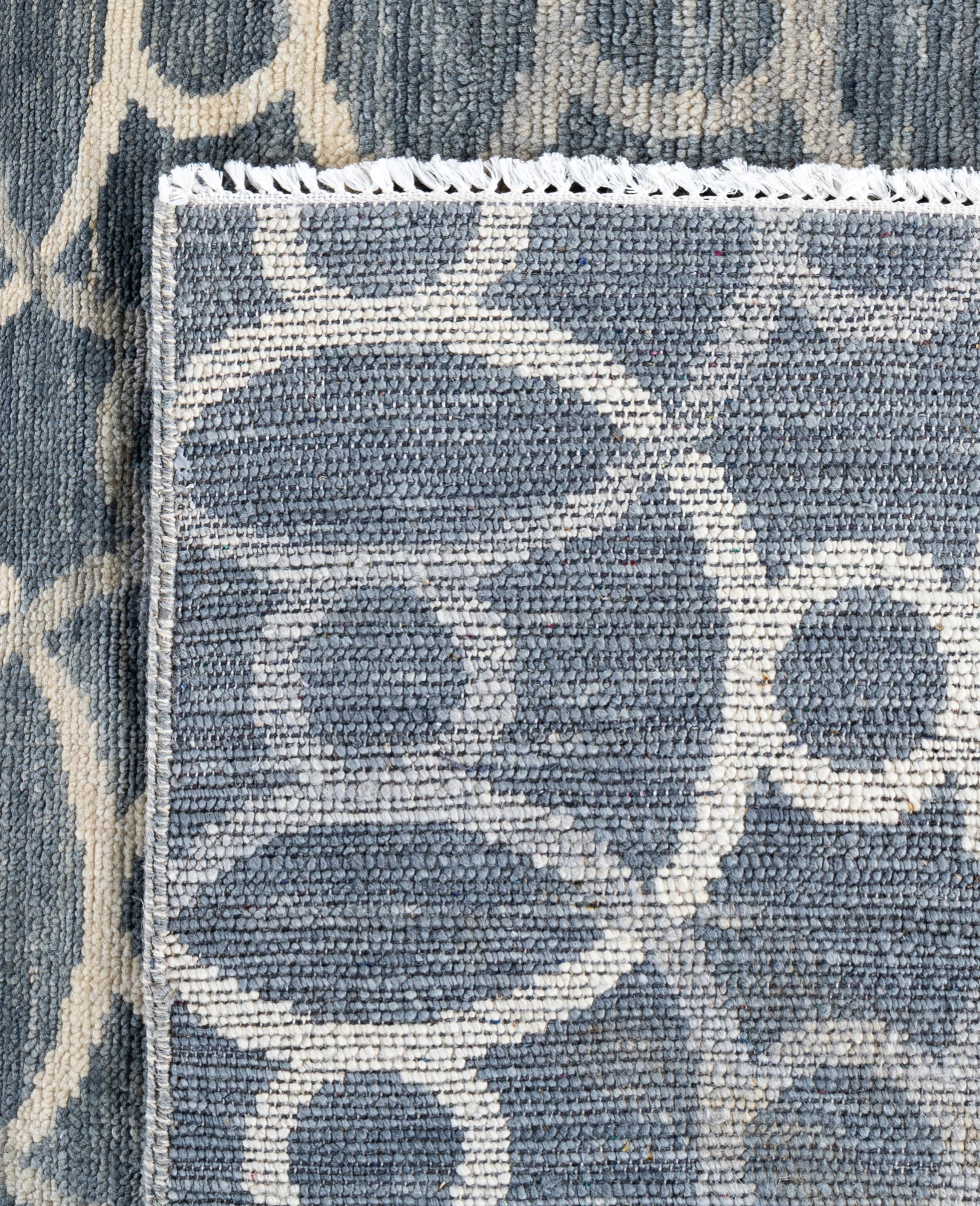 Traditional Geometric Wool Hand Knotted Gray Area Rugs 9' 1