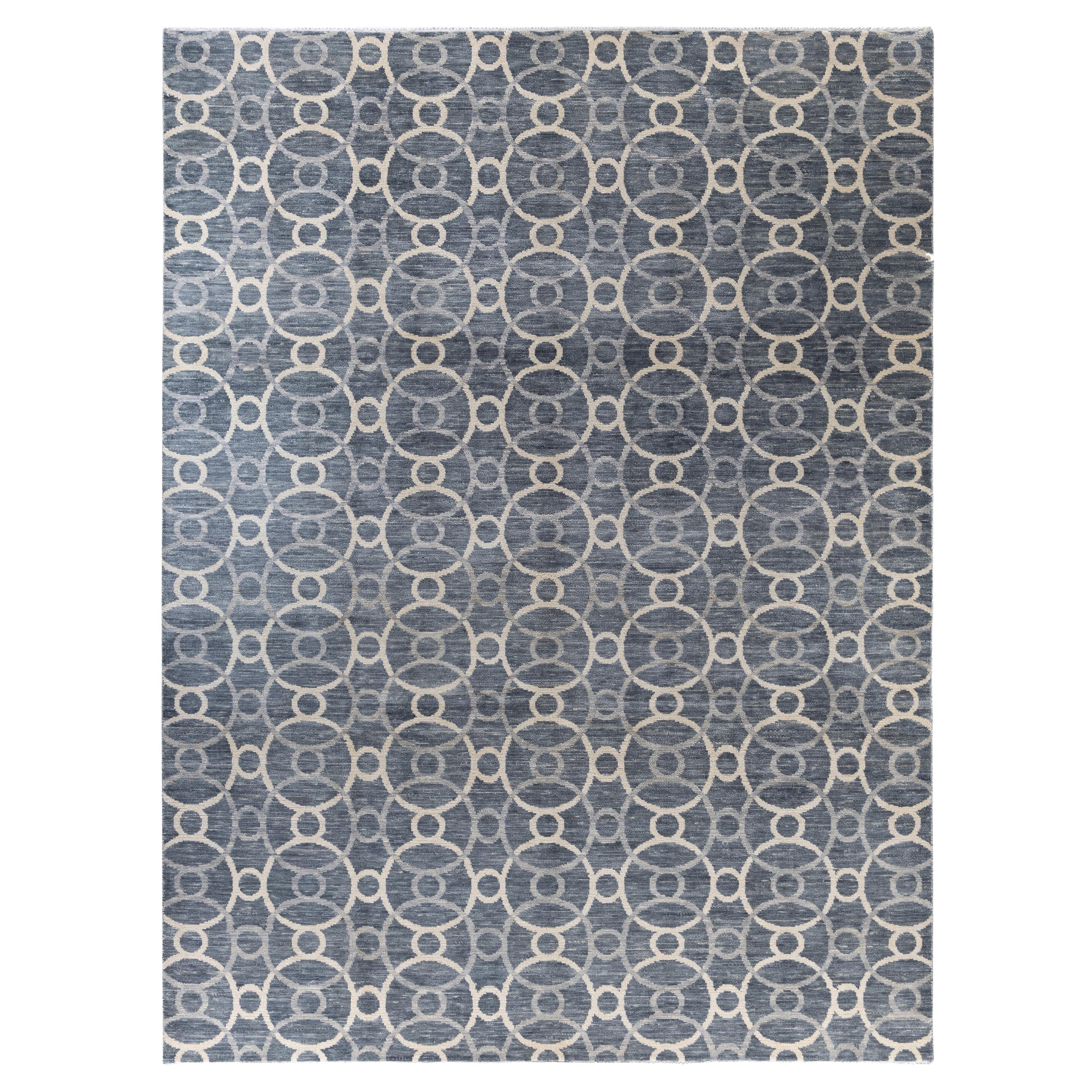 Traditioneller geometrischer handgeknüpfter grauer Teppich aus Wolle 9' 1" x 12' 1"