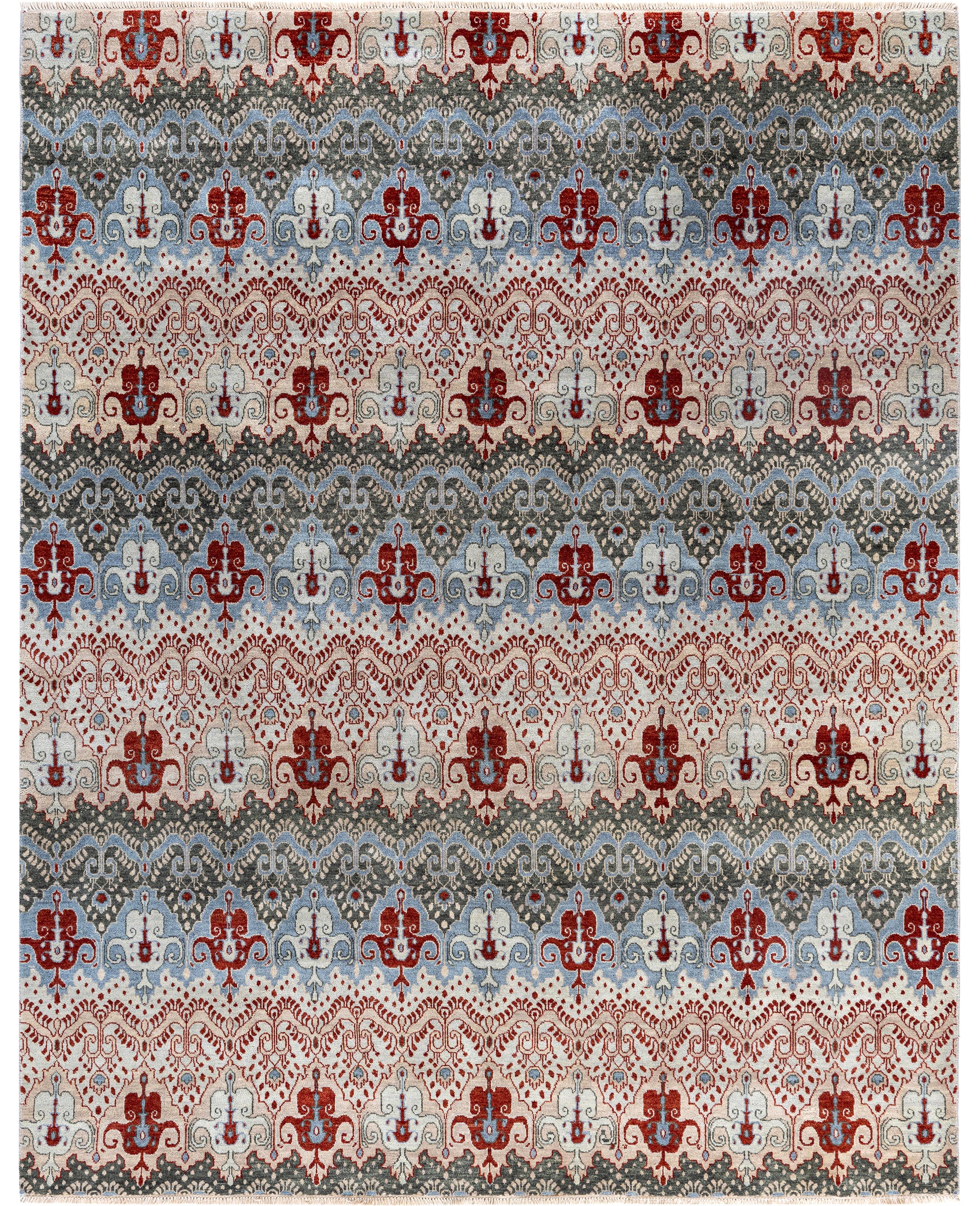 Tappeto Geometrico Tradizionale in Lana Annodata a Mano Multi 7' 10" x 10' 1"