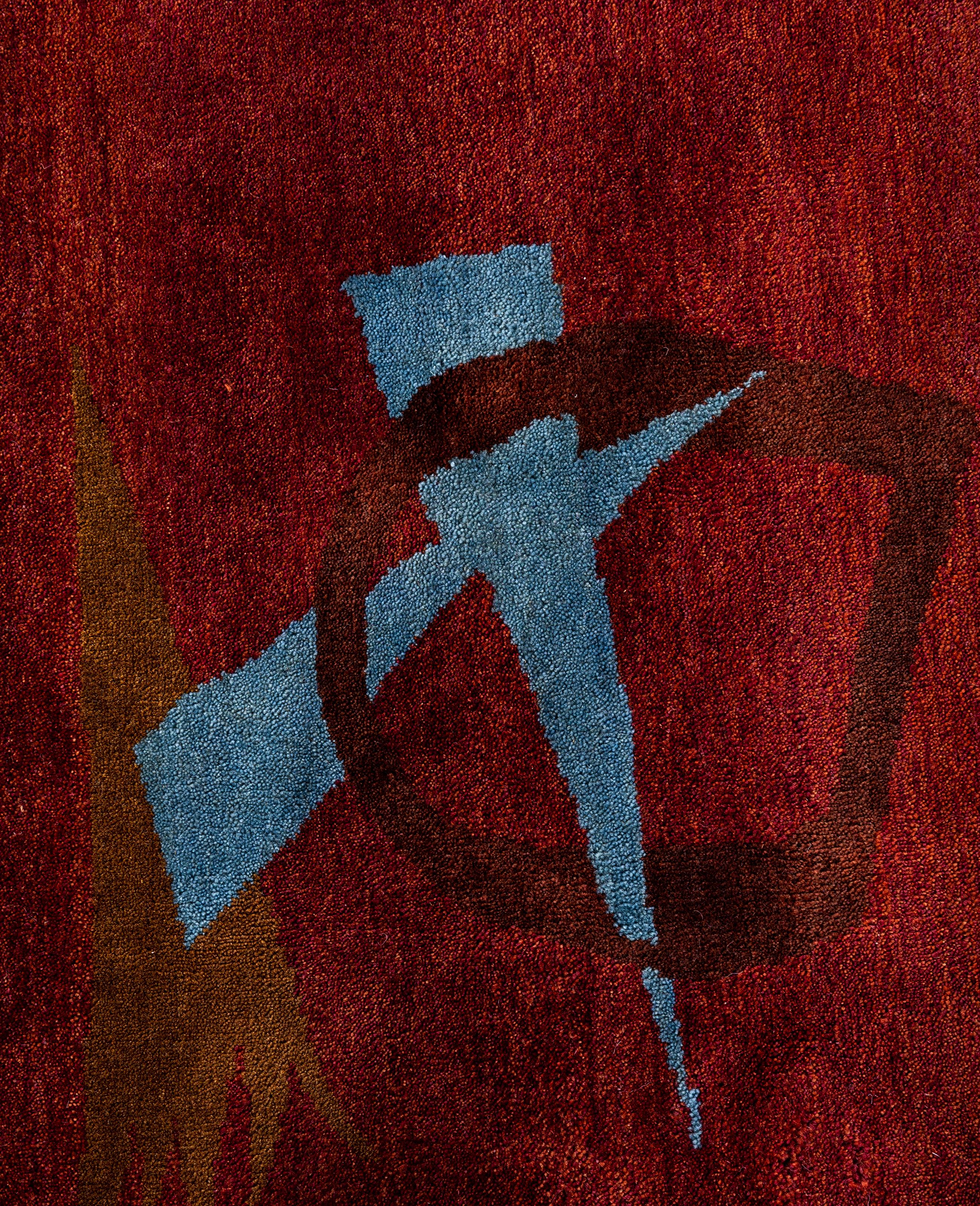 Indiano Traditional Geometric Wool Hand Knoted Red Area Rugs 8' 1