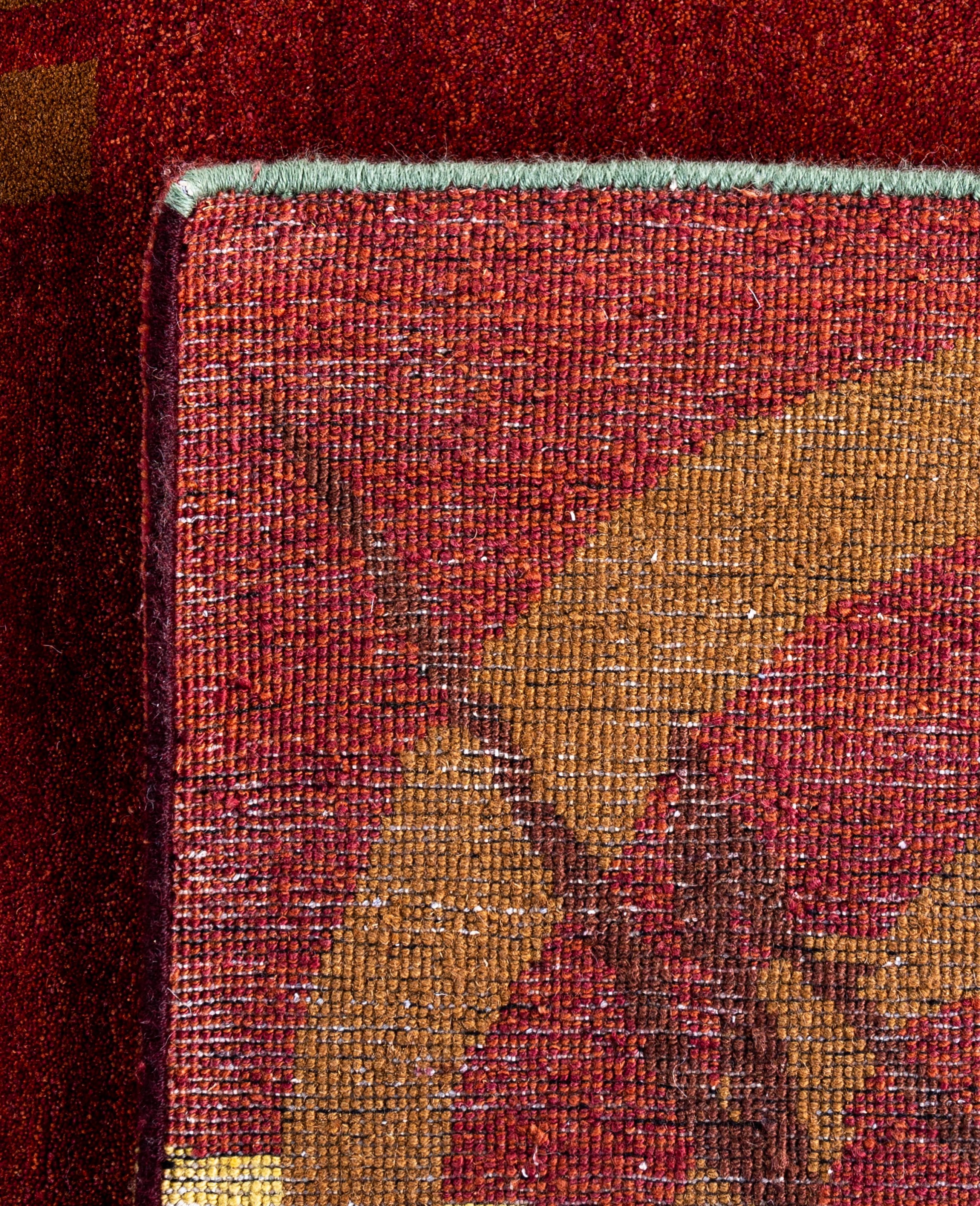 Traditional Geometric Wool Hand Knoted Red Area Rugs 8' 1