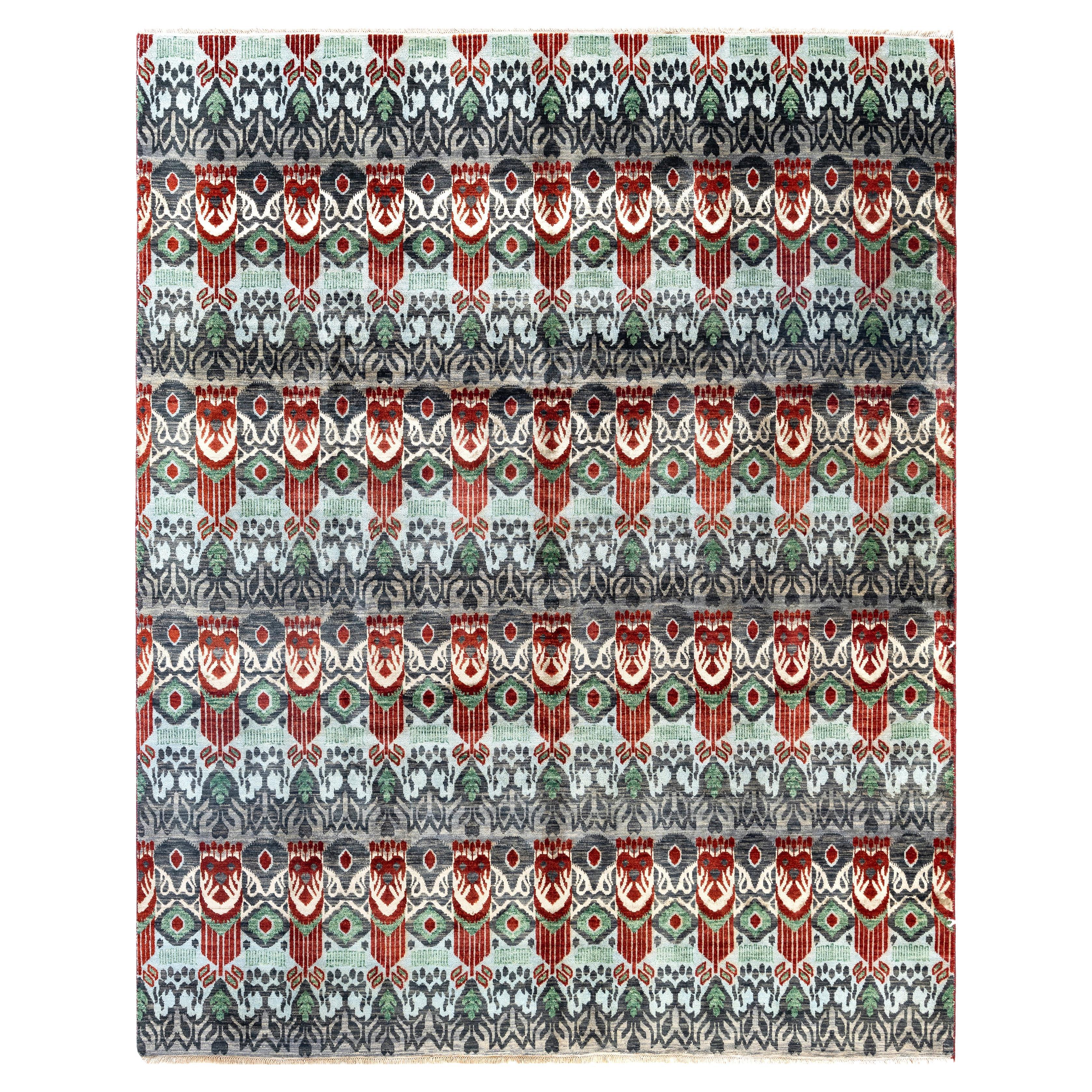 Tappeto Geometrico Tradizionale in Lana, Seta Annodato a Mano Rosso 8' 0" x 9' 10"