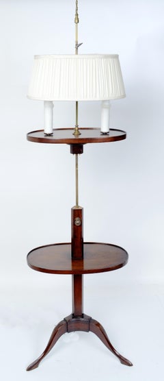 Traditional Georgian Style Mahogany Tripod Base Lamp Table, Adjustable Height
