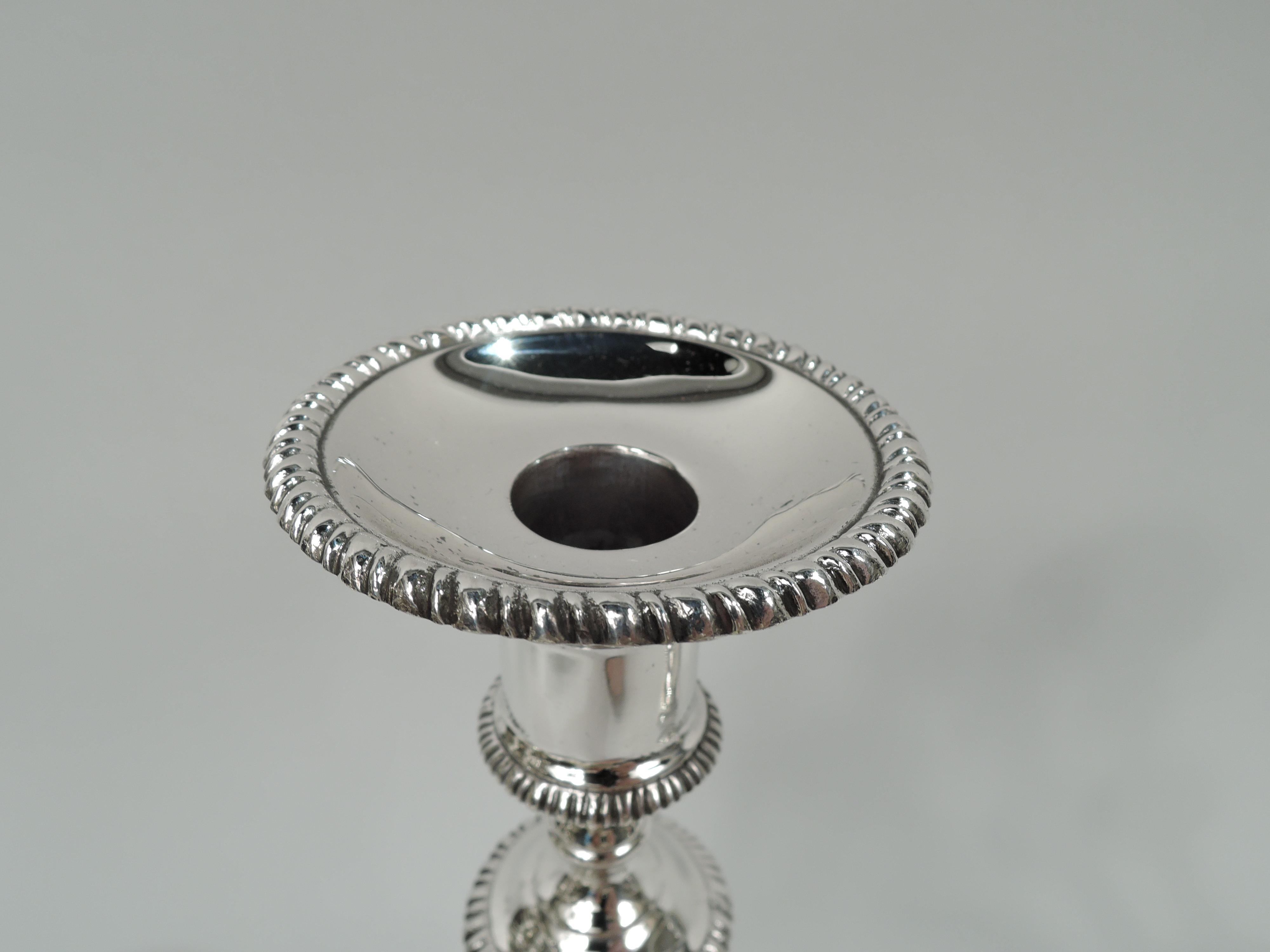 American Traditional Georgian-Style Sterling Silver Candlesticks For Sale