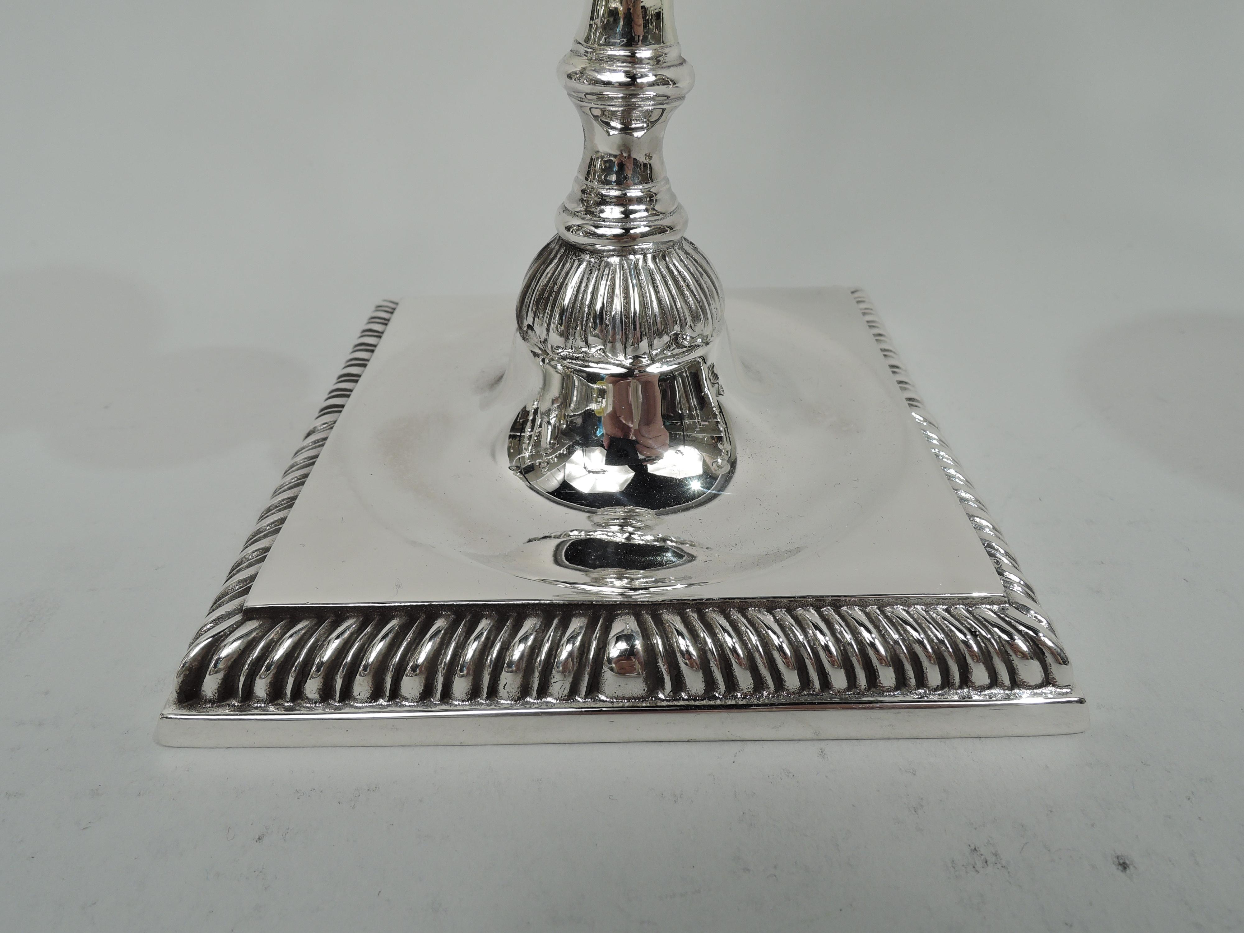 20th Century Traditional Georgian-Style Sterling Silver Candlesticks For Sale