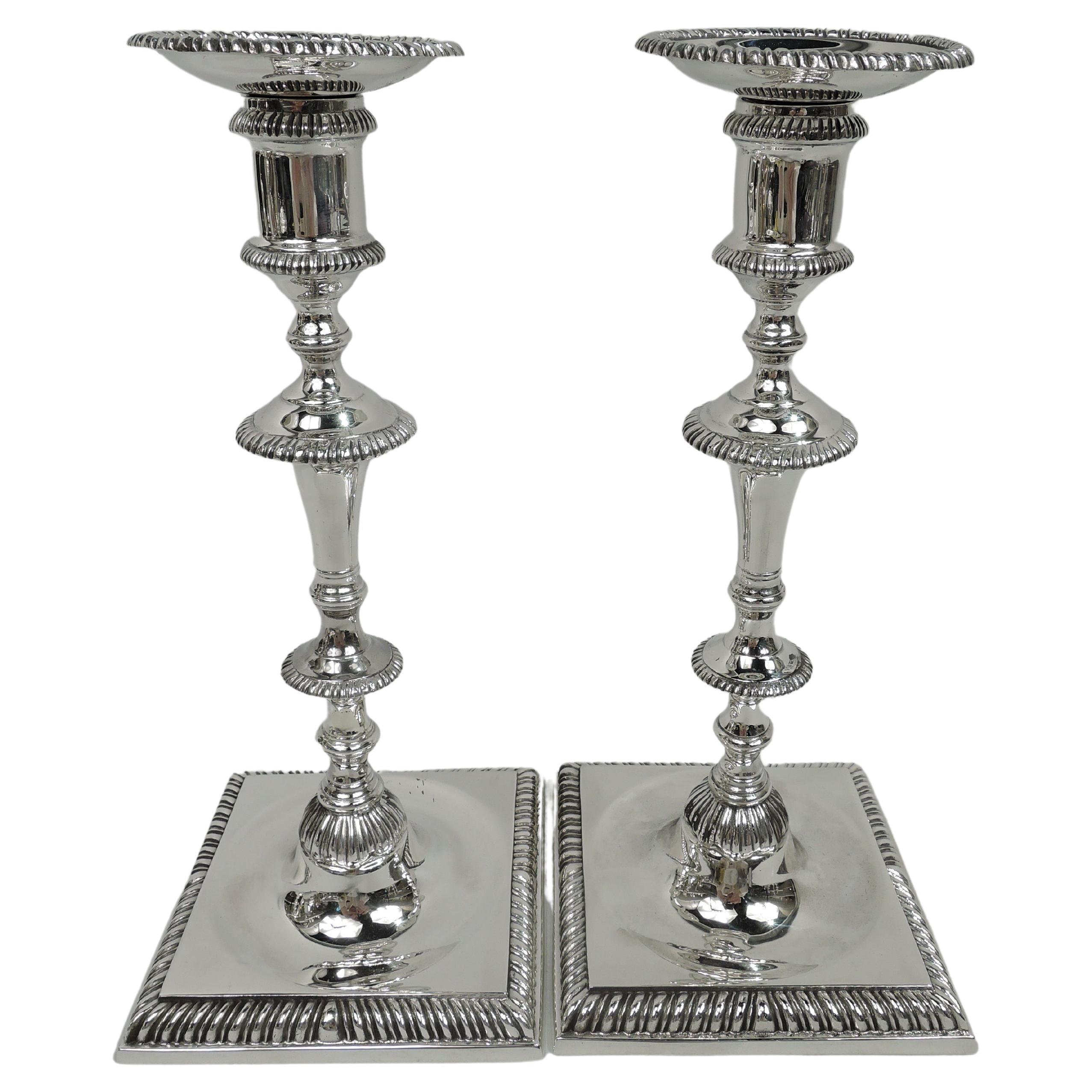 Traditional Georgian-Style Sterling Silver Candlesticks