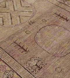 Traditional Golden-Brown Handwoven Samarkand Khotan Rug