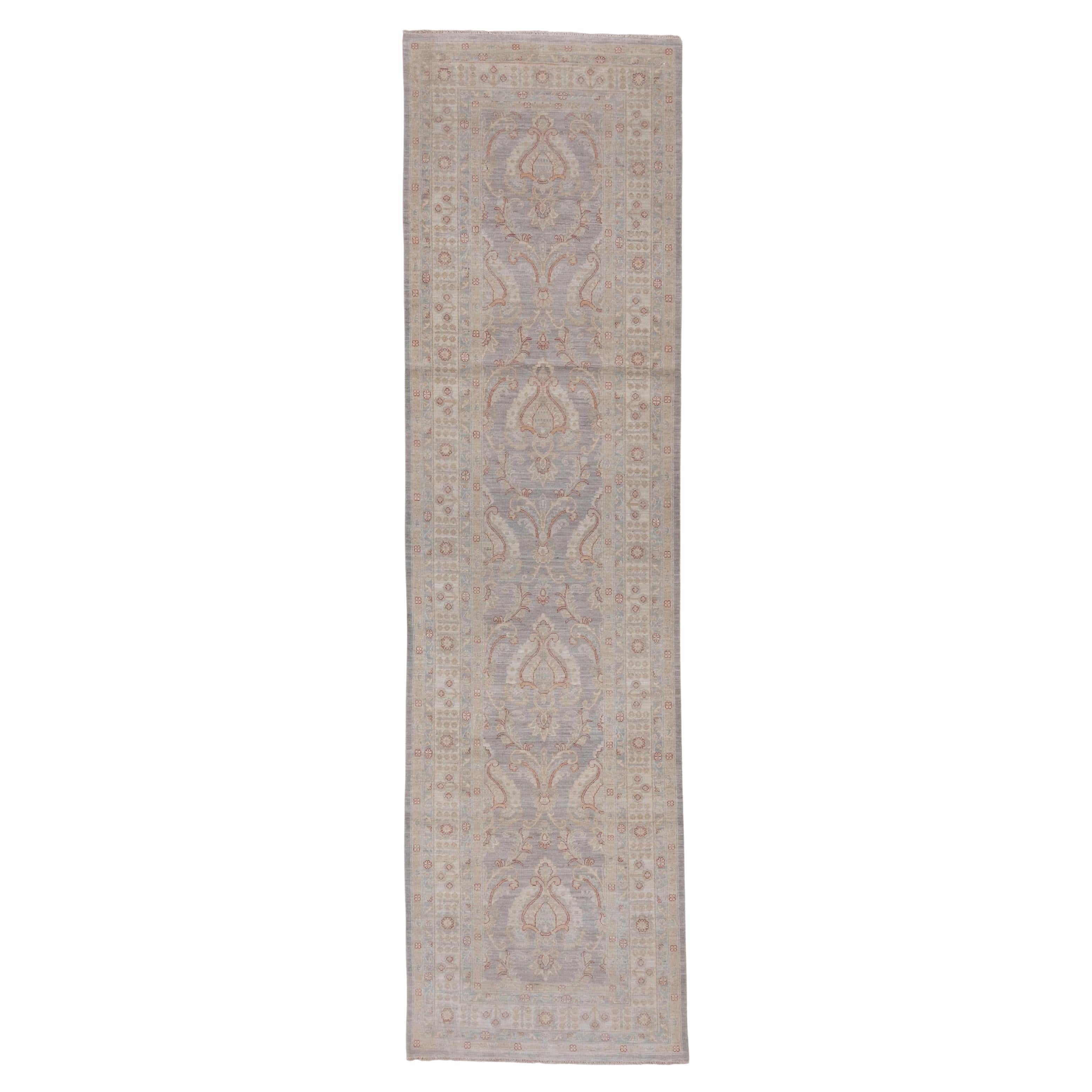 Tapis de couloir traditionnel afghan gris en vente