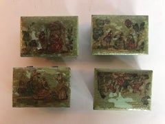 Traditionelle grüne Kommodenschachteln – 4er-Set