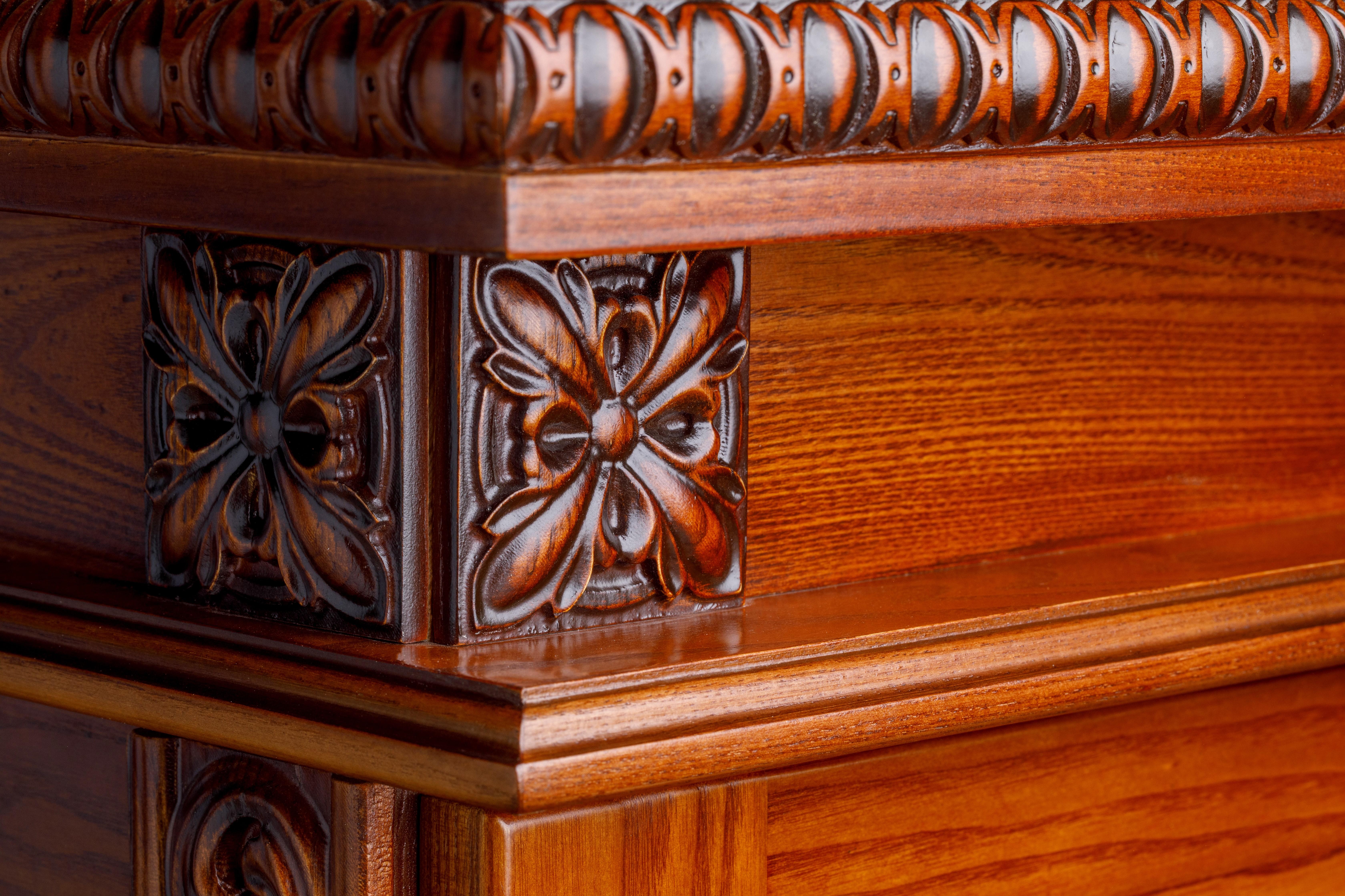 Traditional Hand Carved Solid Wood Executive Desk 2