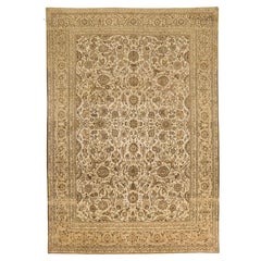 Persische Tabriz Bereich Teppiche CIRCA 1910 - Wolle Brown Elfenbein Gelb Design - 10455