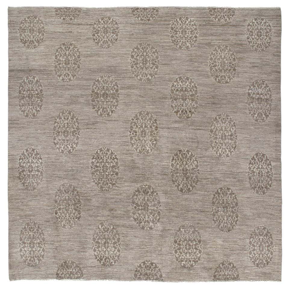 Traditional Handknotted Rug with 19th Century Tibetan Motif in Natural ...