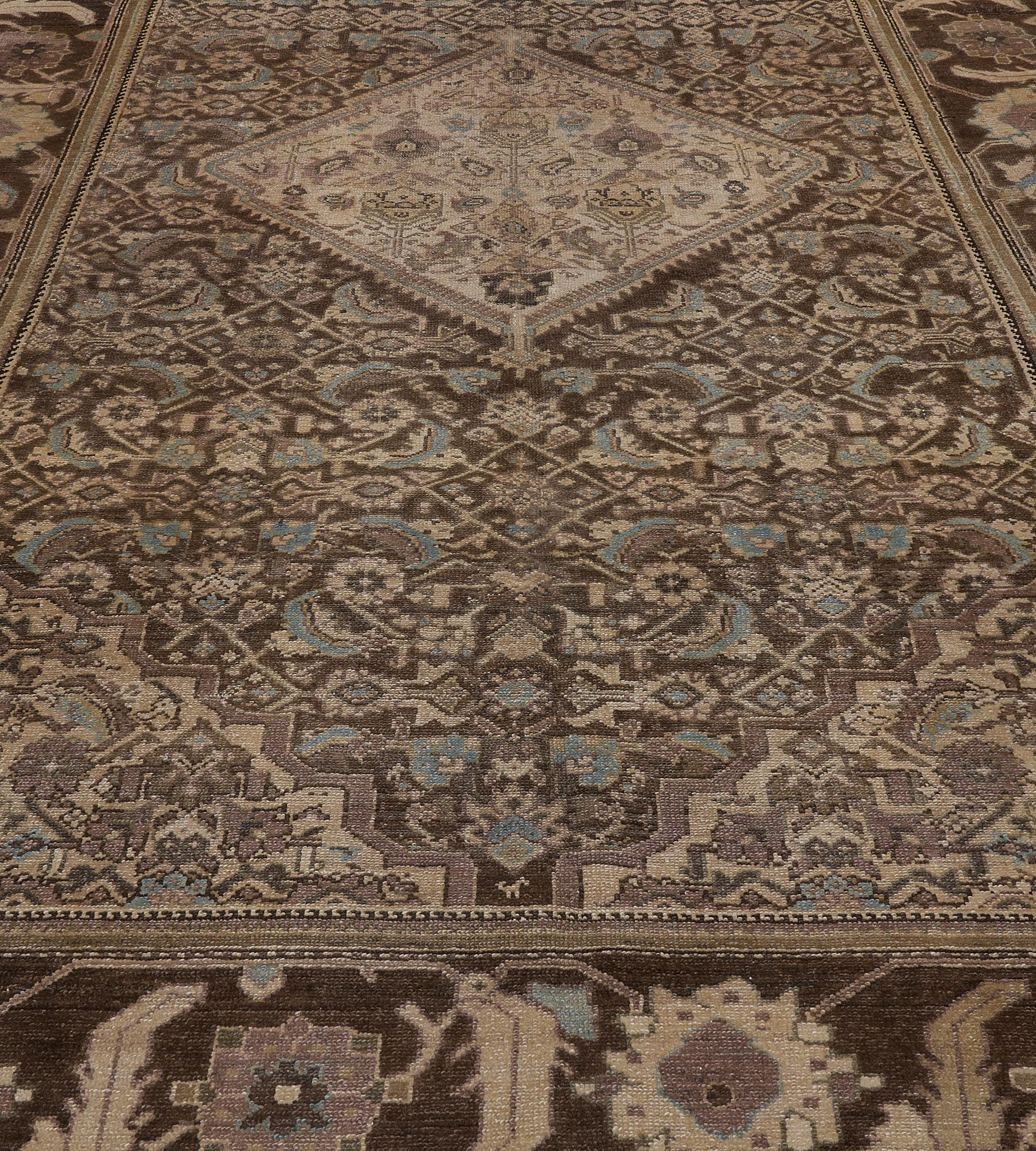 20th Century Traditional Hand-Knotted Wool Persian Malayer Rug For Sale
