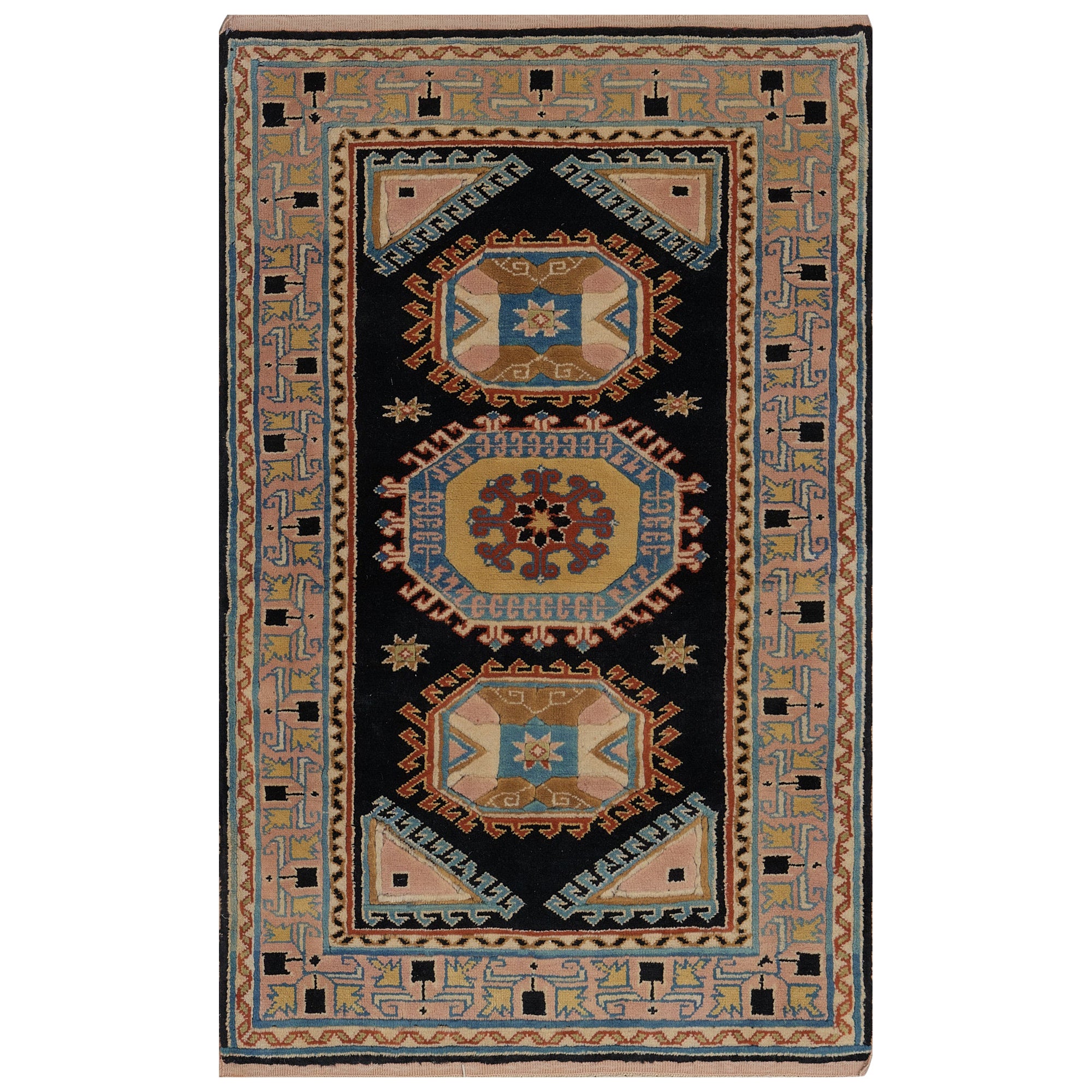 Traditioneller handgeknüpfter türkischer Teppich aus Wolle im Angebot