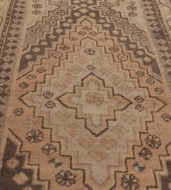 Traditional Hand-Woven Antique Stepped-Lozenge Wool Khotan Runner