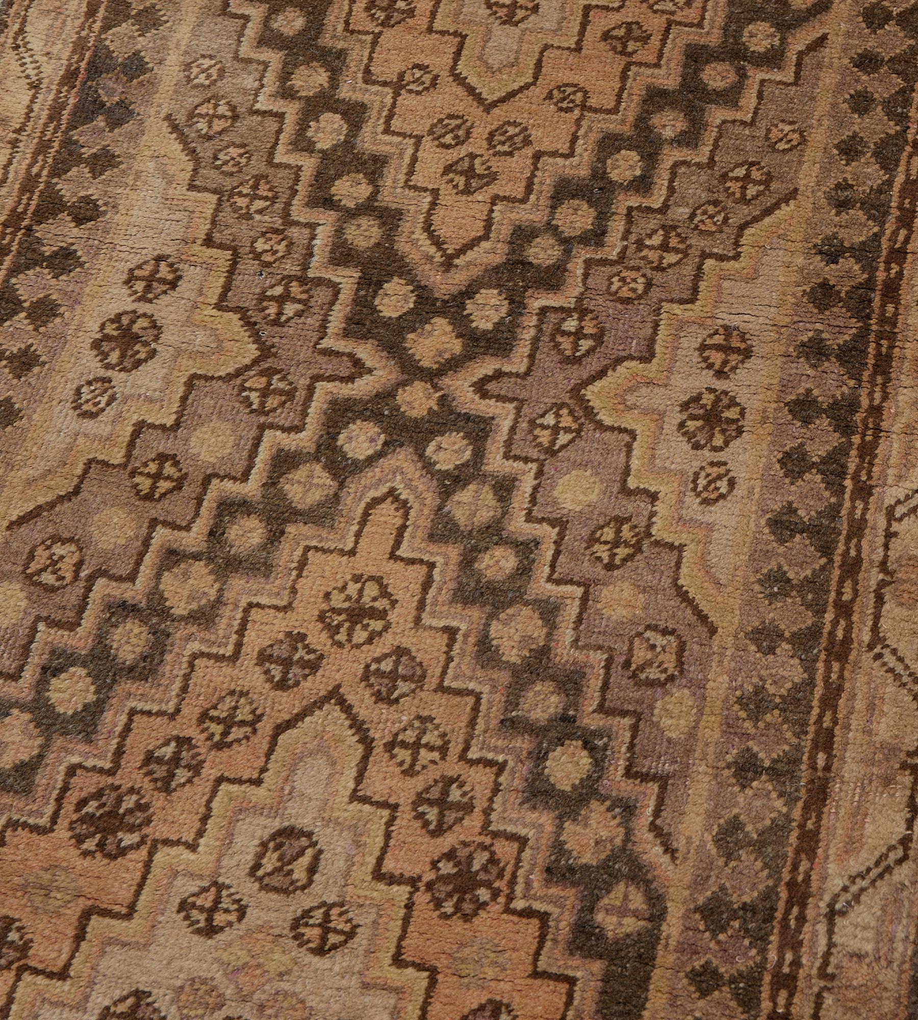 20th Century Traditional Hand-Woven Antique Stepped-Lozenge Wool Khotan Runner For Sale