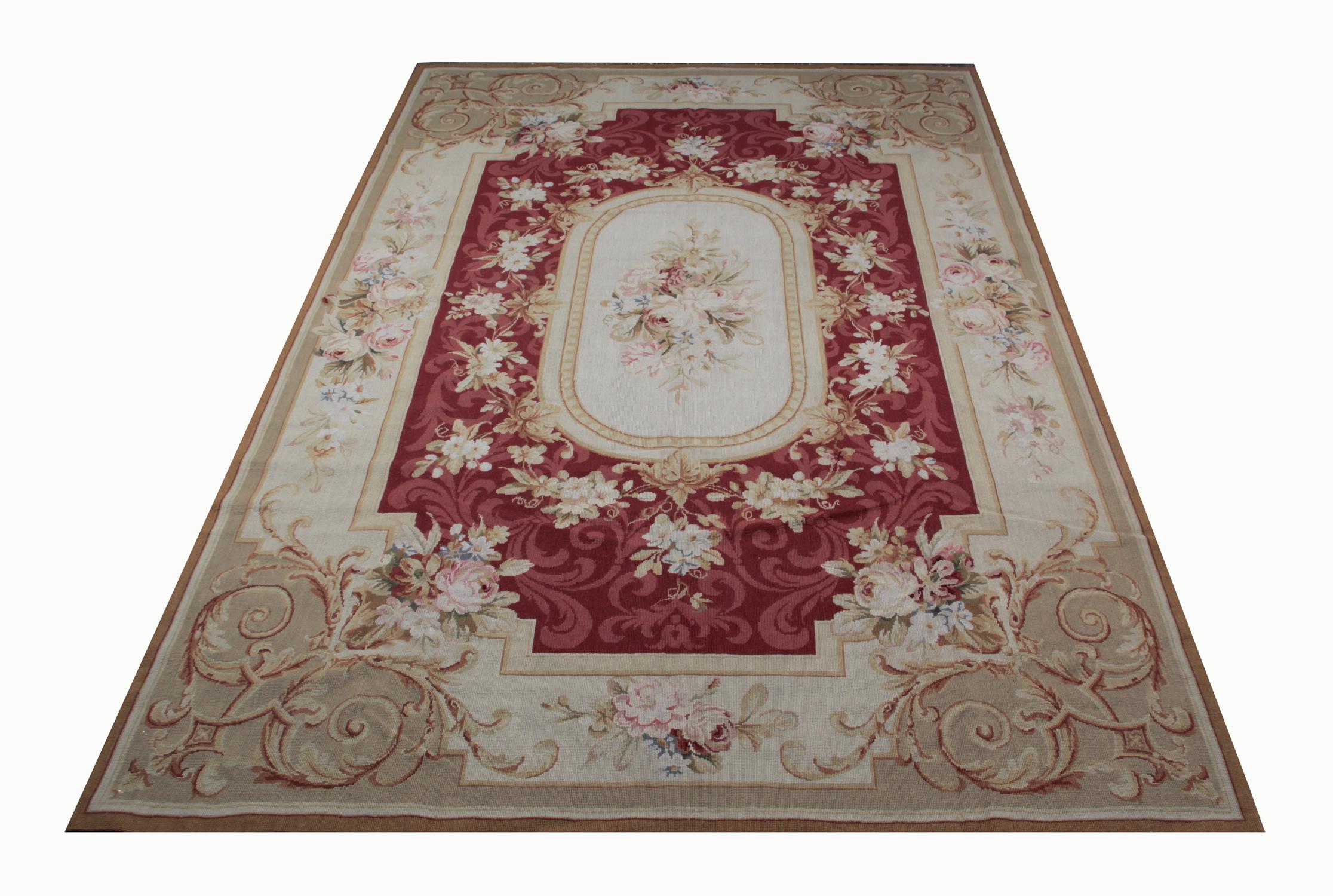 Chinese Traditional Handwoven Floral Tapestry, French Design Aubusson Style Needlepoint