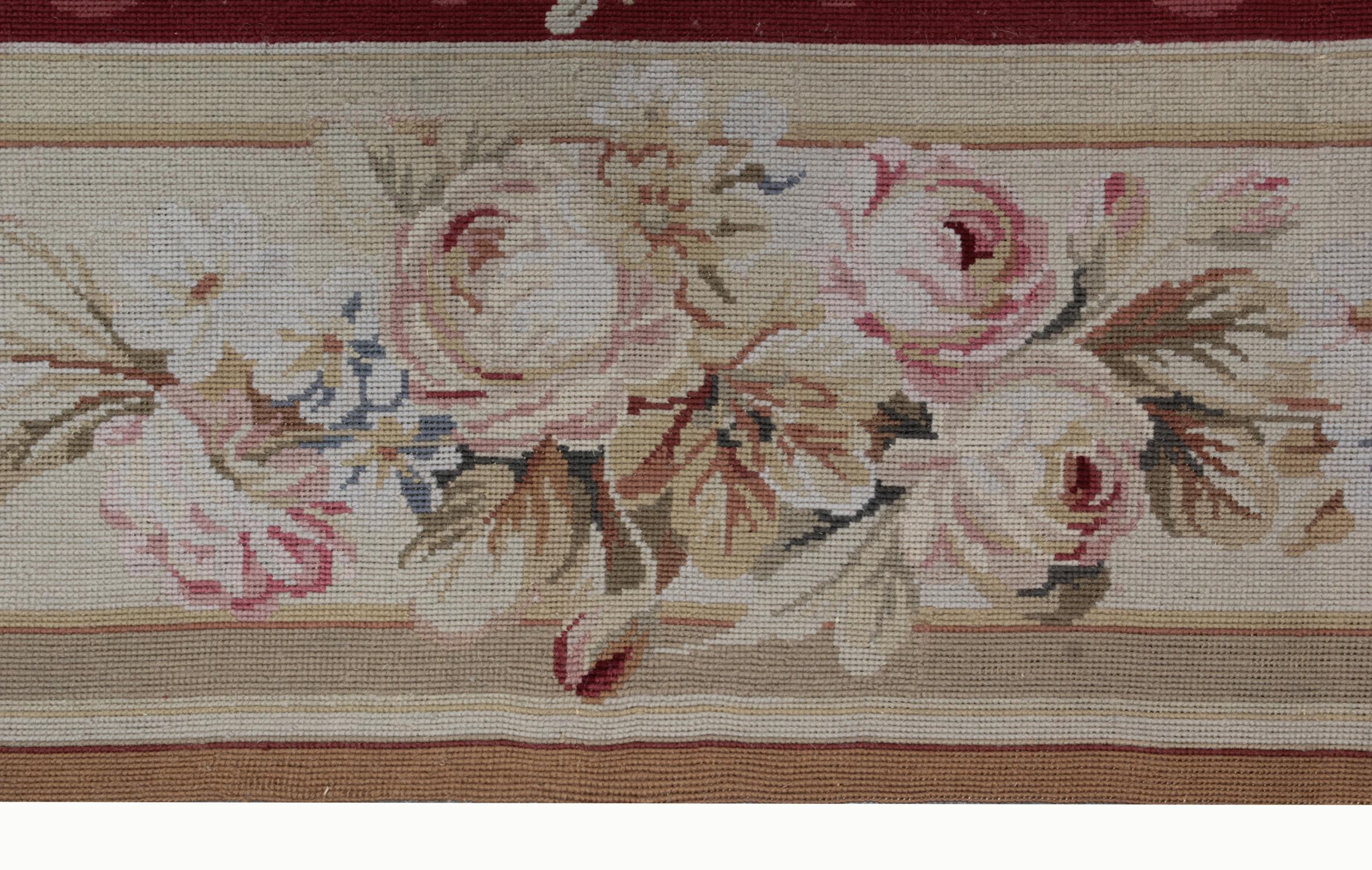 Traditional Handwoven Floral Tapestry, French Design Aubusson Style Needlepoint In Excellent Condition In Hampshire, GB