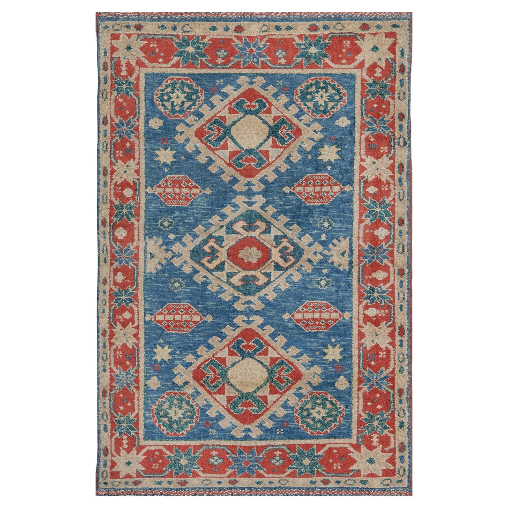 Traditional Hand-Woven Floral Wool Turkish Rug