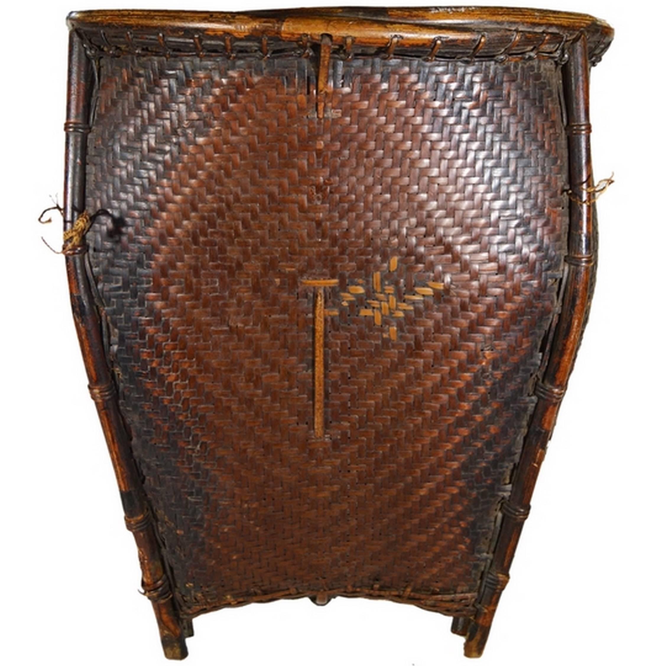 Traditional Handwoven Rattan Grain Basket from Philippines, 19th Century