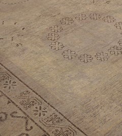Traditional Hand-Woven Wool Beige Samarkand Khotan Rug