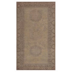 Tapis traditionnel en laine beige Samarkand Khotan tissé à la main