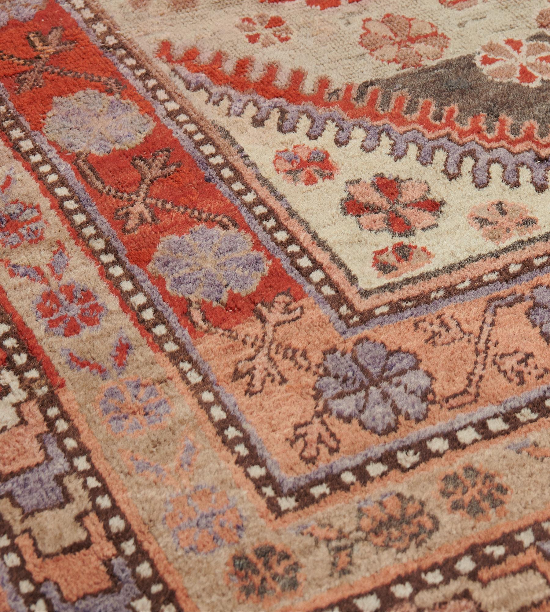 Kazakhstani Traditional Hand-Woven Wool Samarkand Khotan Rug For Sale