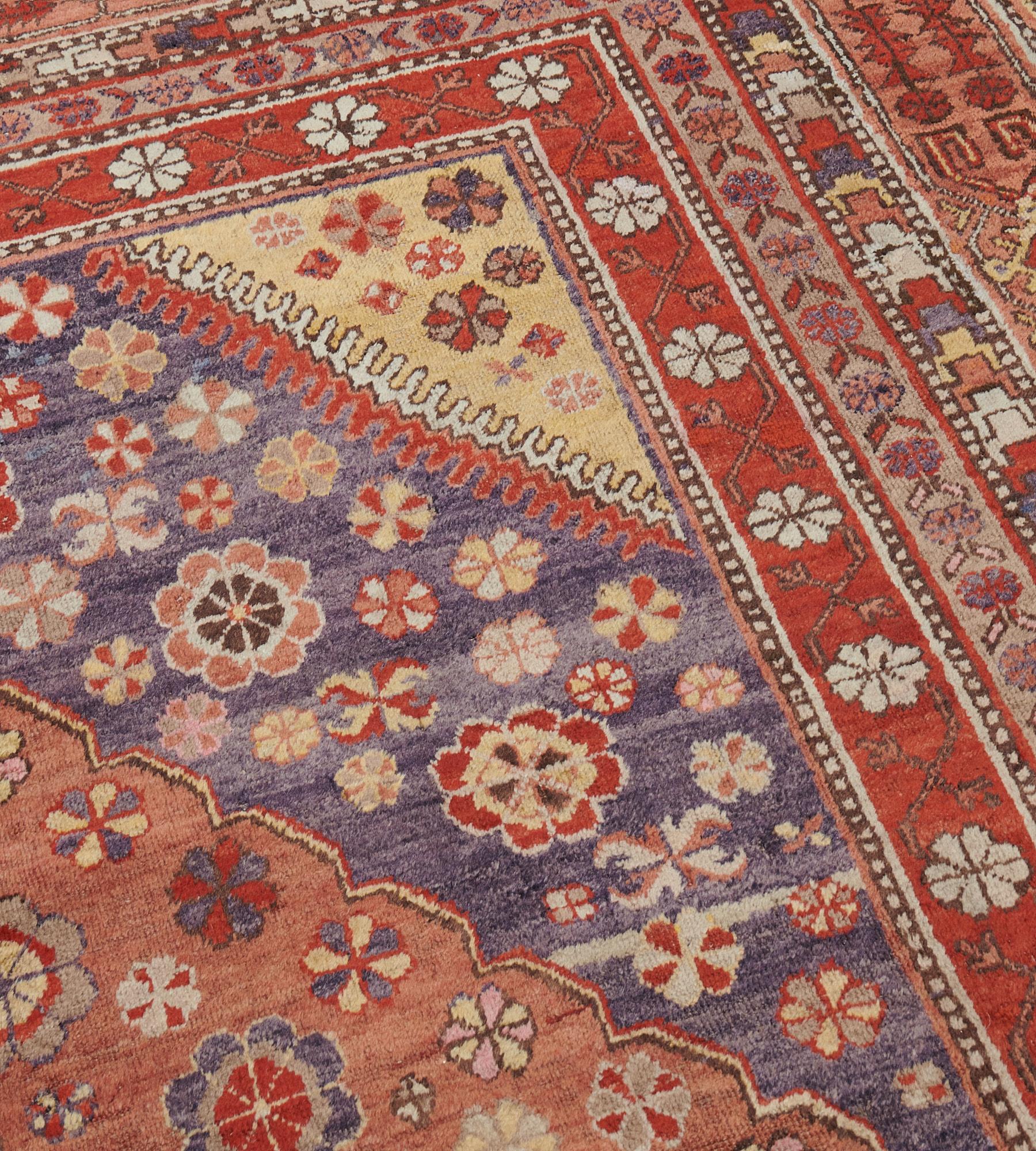 Traditional Hand-Woven Wool Samarkand Khotan Rug For Sale 4