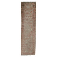 Traditional Handmade Beige Wool Runner Rug Long Oriental Floral Carpet