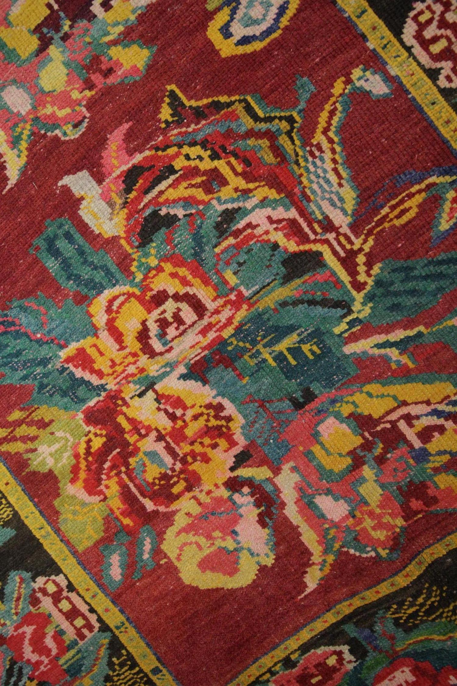 Mid-20th Century Traditional Handmade Carpet, Oriental Rug Karabagah Floral Caucasian Rug Sale