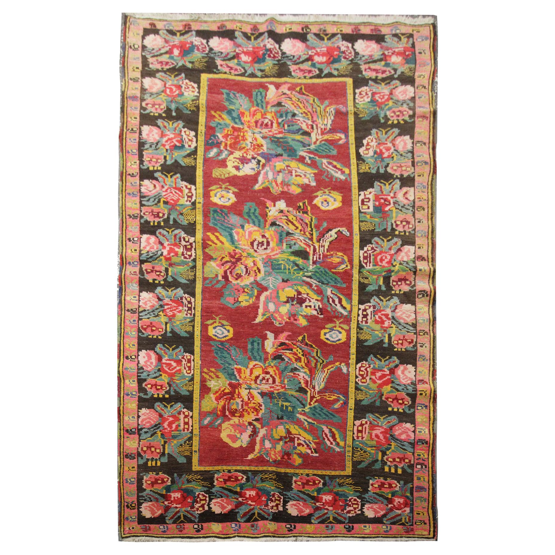 Traditional Handmade Carpet, Oriental Rug Karabagah Floral Caucasian Rug Sale