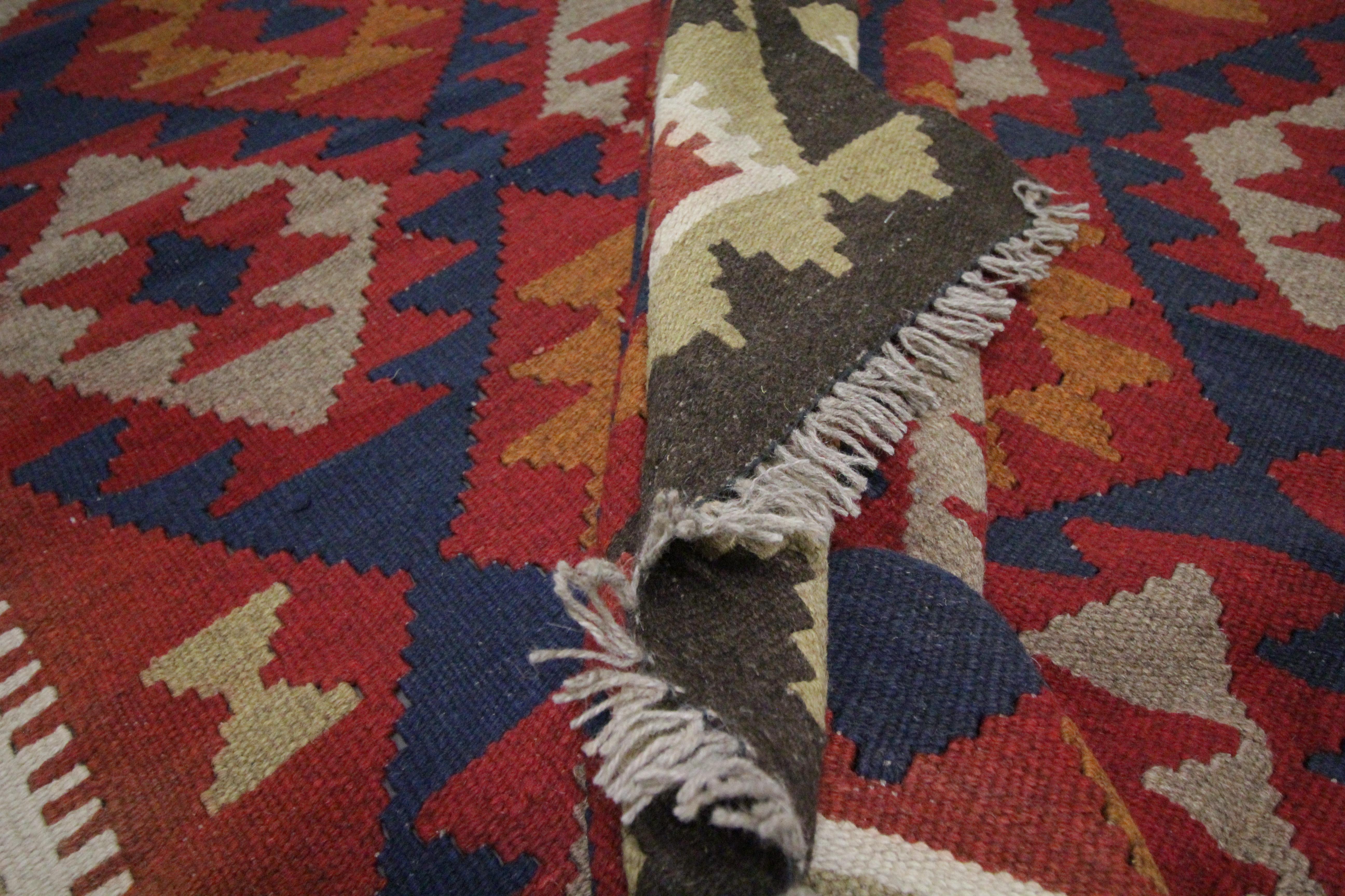 Traditional Handmade Carpet Wool Kilim Rug Orange Geometric Area Rug For Sale 3