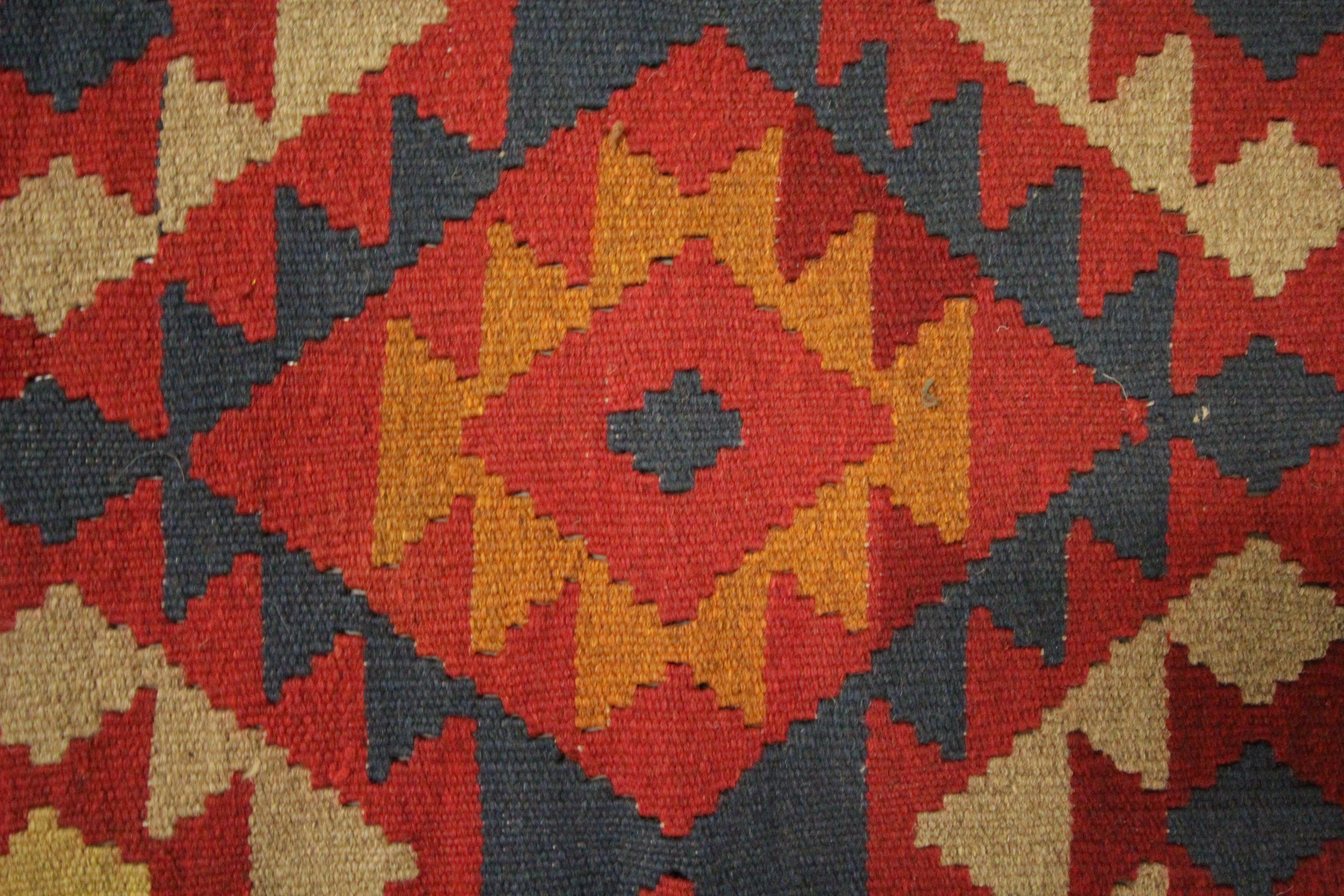 Hand-Knotted Traditional Handmade Carpet Wool Kilim Rug Orange Geometric Area Rug For Sale