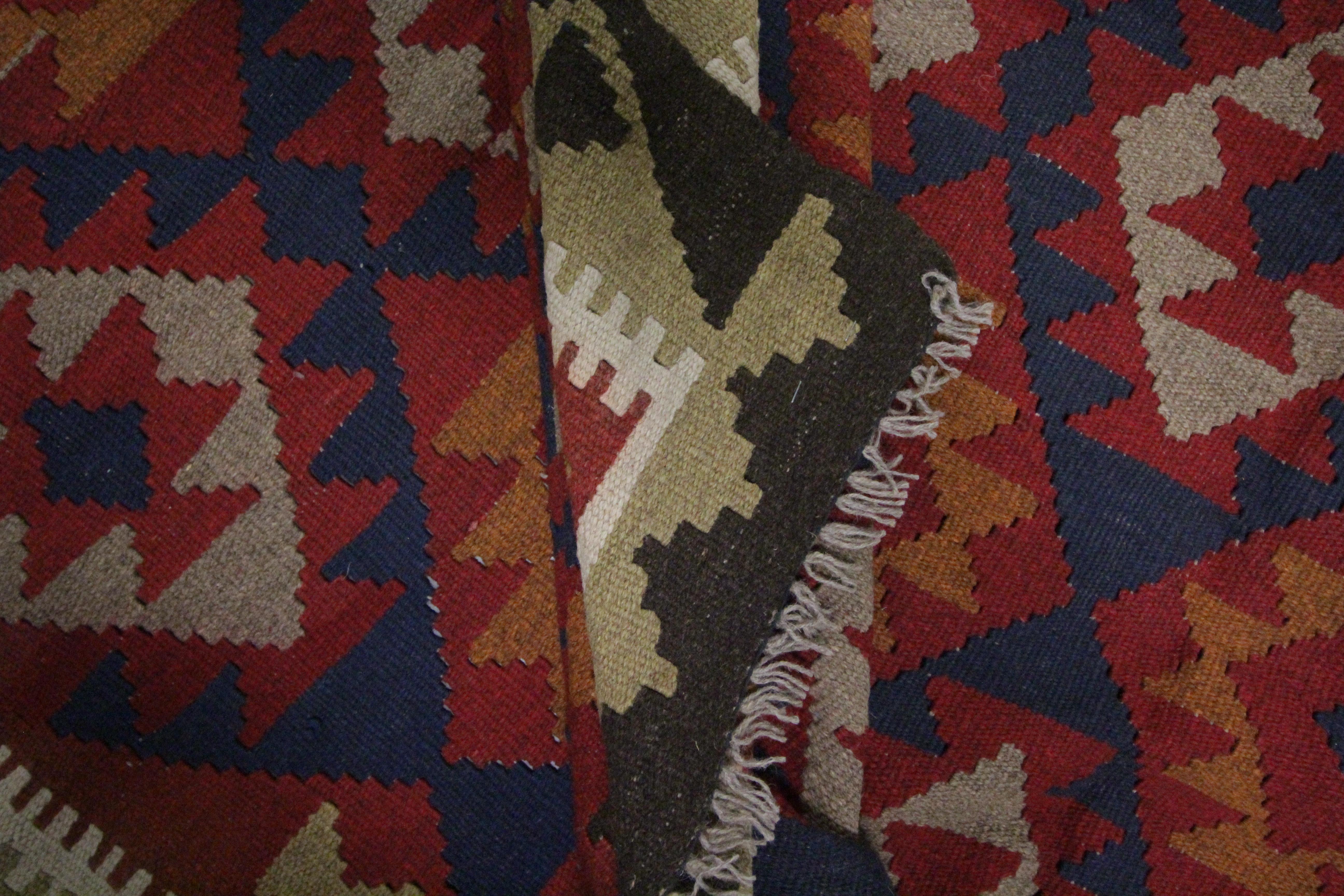 Traditional Handmade Carpet Wool Kilim Rug Orange Geometric Area Rug For Sale 2
