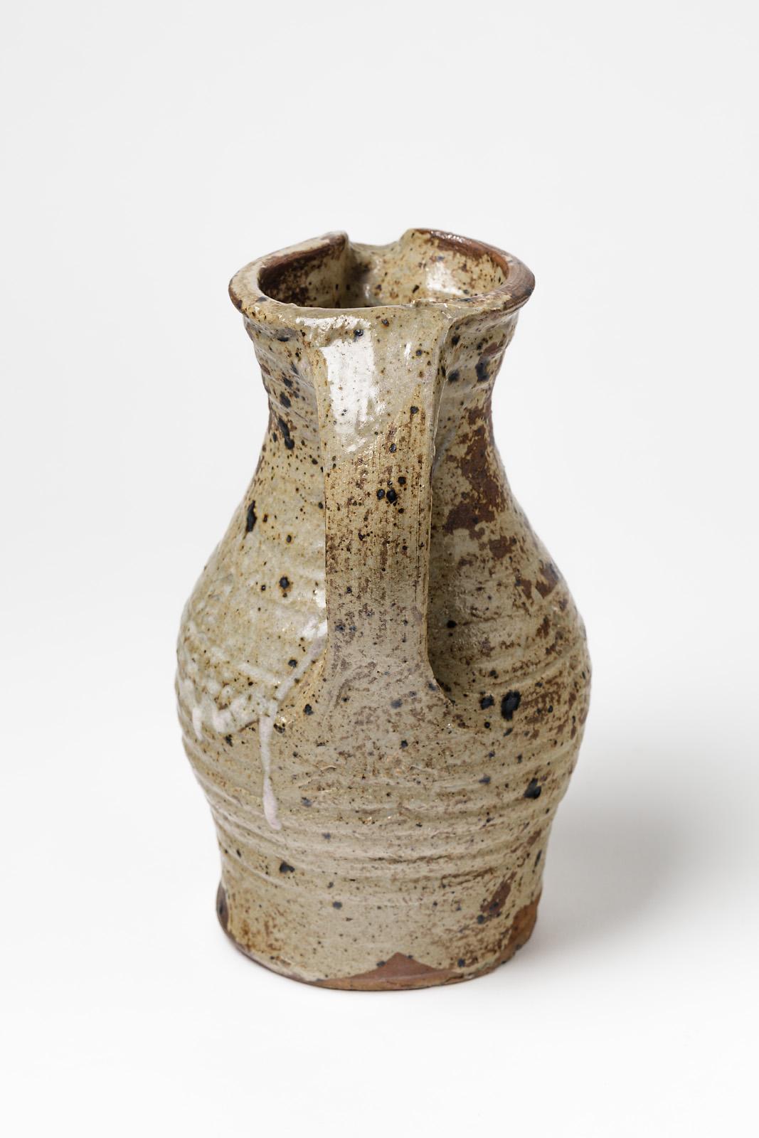 Mid-Century Modern Traditional Handmade Ceramic Pitcher by Danish Artist Anne Kjaersgaard La Borne