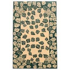 Handmade Carpet Modern Rug Green Cream Wool Area Rug for Home Decor
