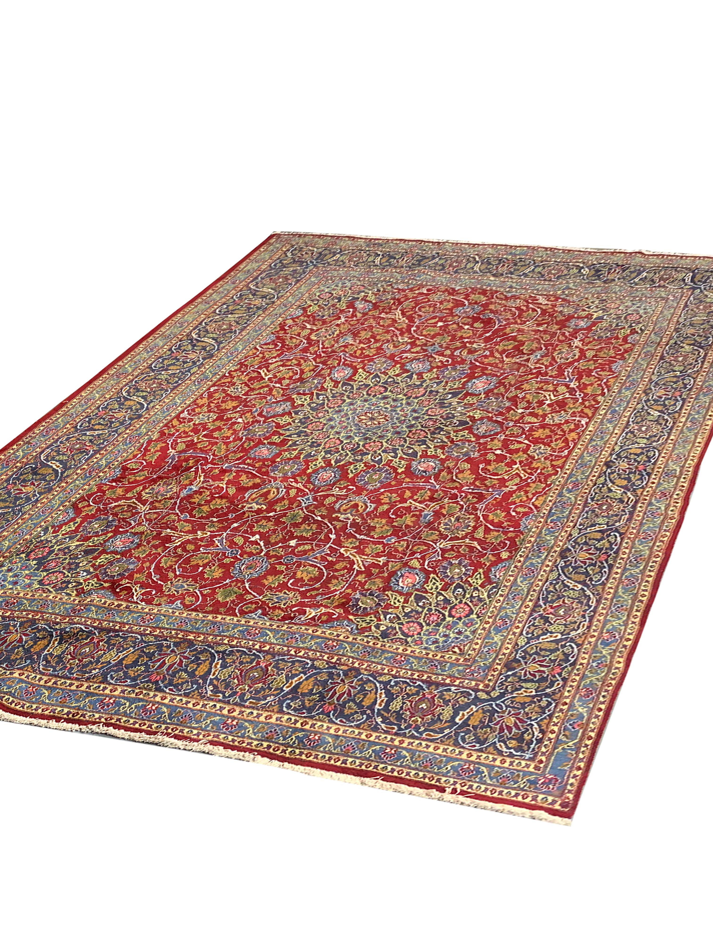 Azerbaijani Traditional Handmade Vintage Red Wool Area Rug Large Oriental Carpet For Sale