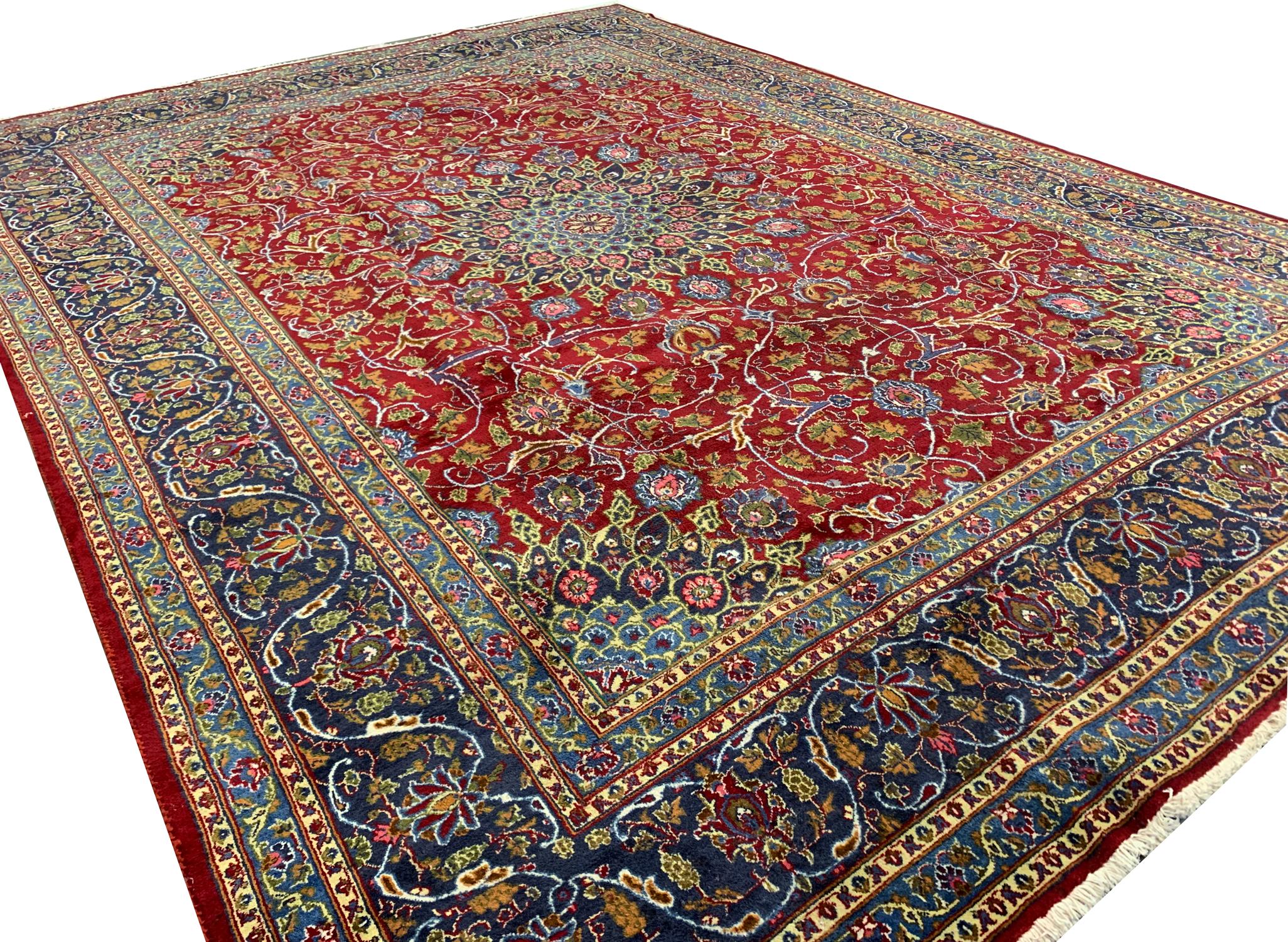 Traditional Handmade Vintage Red Wool Area Rug Large Oriental Carpet For Sale 4
