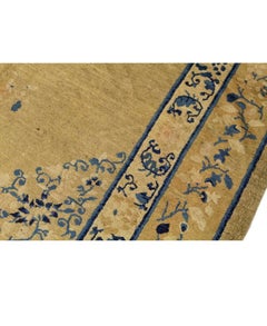 Traditional Handwoven Antique Peking Chinese Wool Ivory Rug