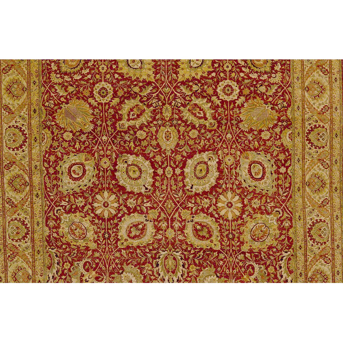 Annodato a mano Tradizionale tessuto a mano di lusso Hadji Jalili Tabriz Melanzana / Beige in vendita